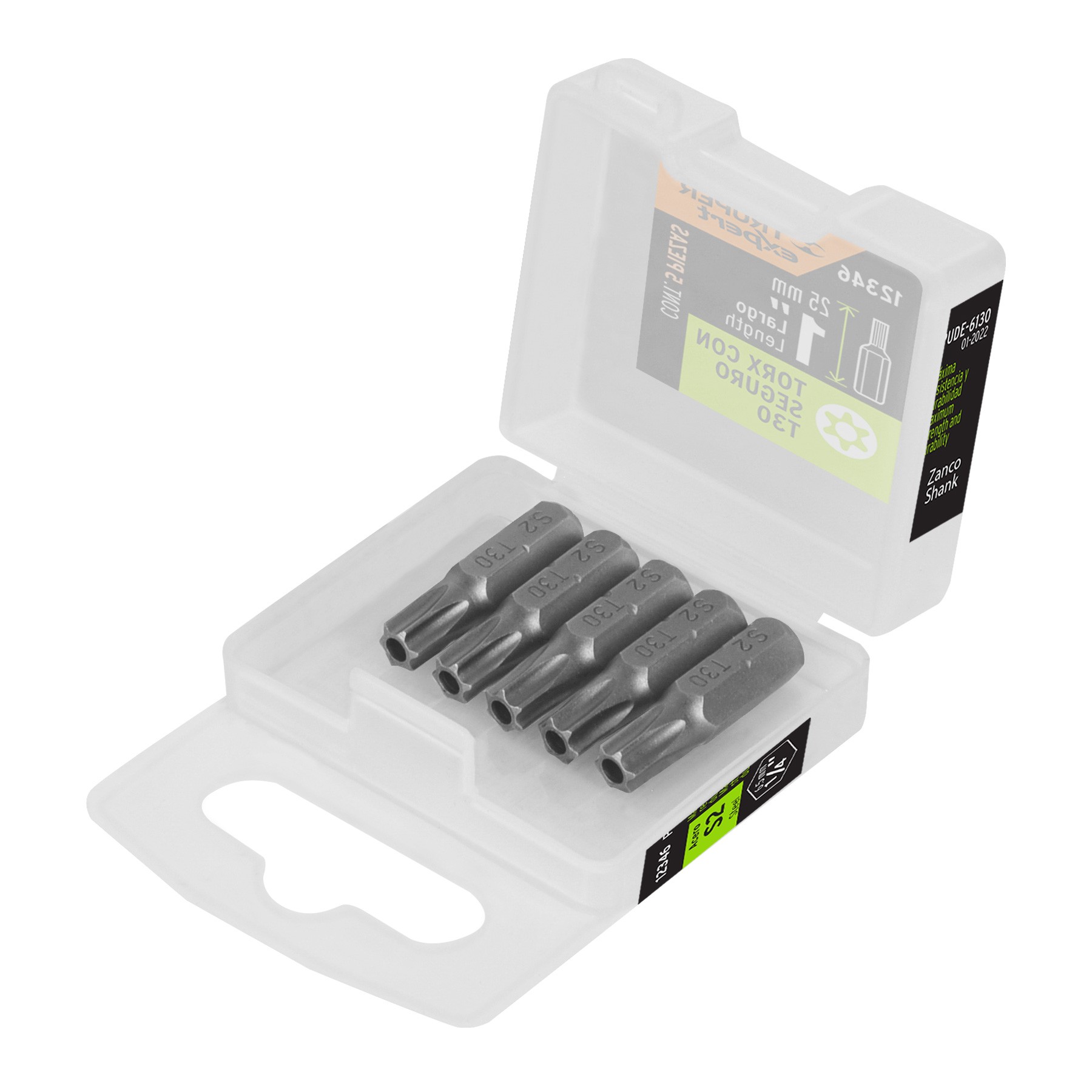 ESTUCHE CON 5 PUNTAS TORX T30 CON SEGURO LARGO 1", TRUPER EXPERT 12346
