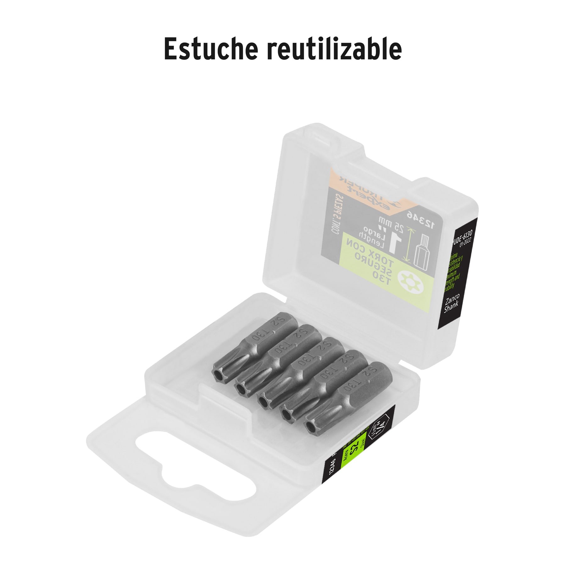 ESTUCHE CON 5 PUNTAS TORX T30 CON SEGURO LARGO 1", TRUPER EXPERT 12346