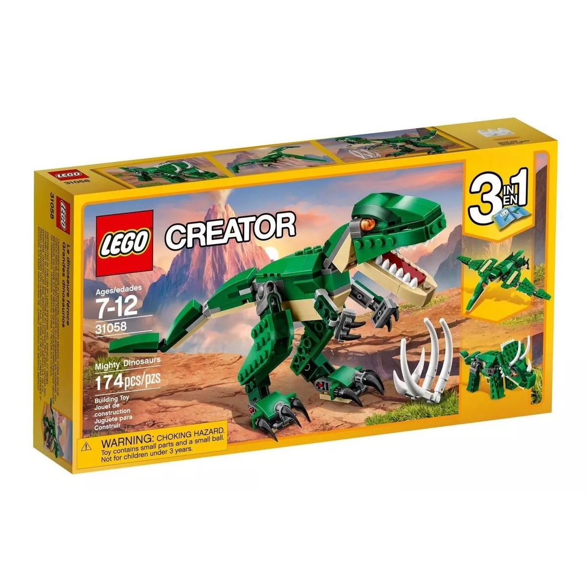Kit Lego Creator 3 En 1 Grandes Dinosaurios 31058 174 Piezas