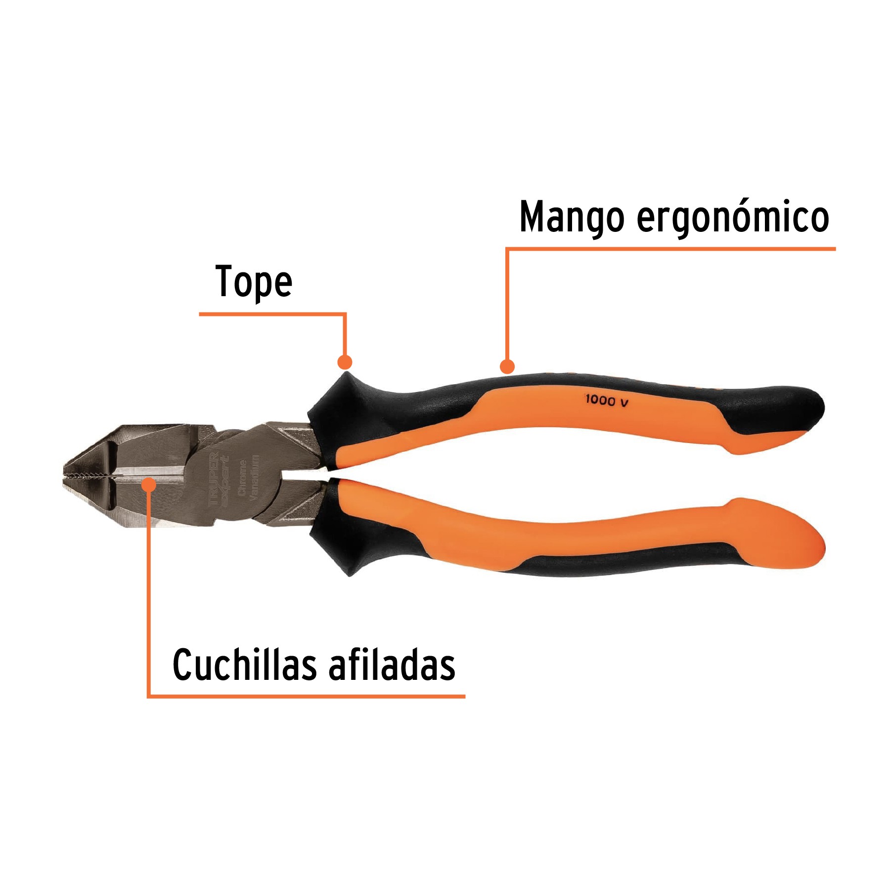 PINZA ELECTRICISTA 8" USO RUDO, ALTA PALANCA, COMFORT GRIP TRUPER EXPERT 12350