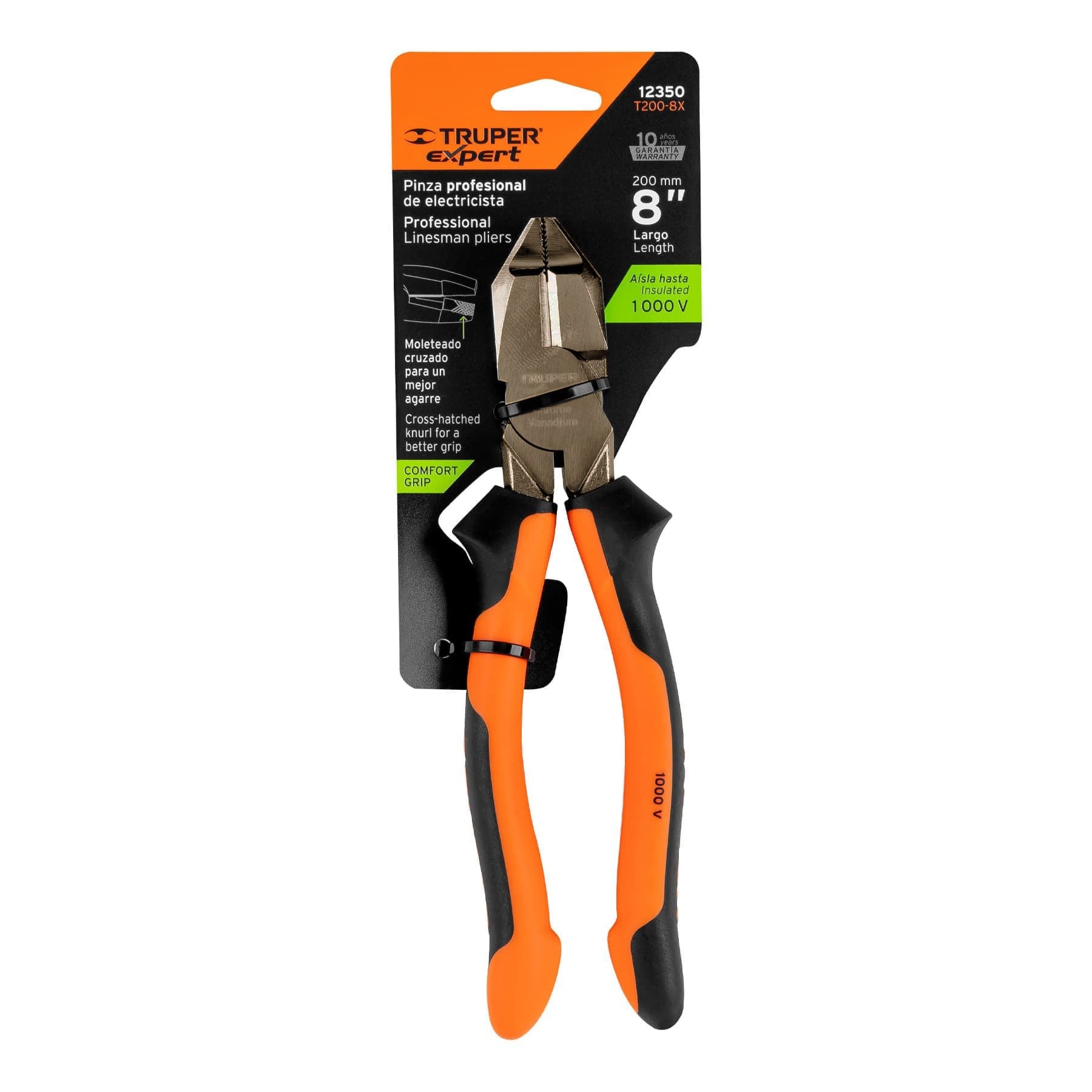 PINZA ELECTRICISTA 8" USO RUDO, ALTA PALANCA, COMFORT GRIP TRUPER EXPERT 12350