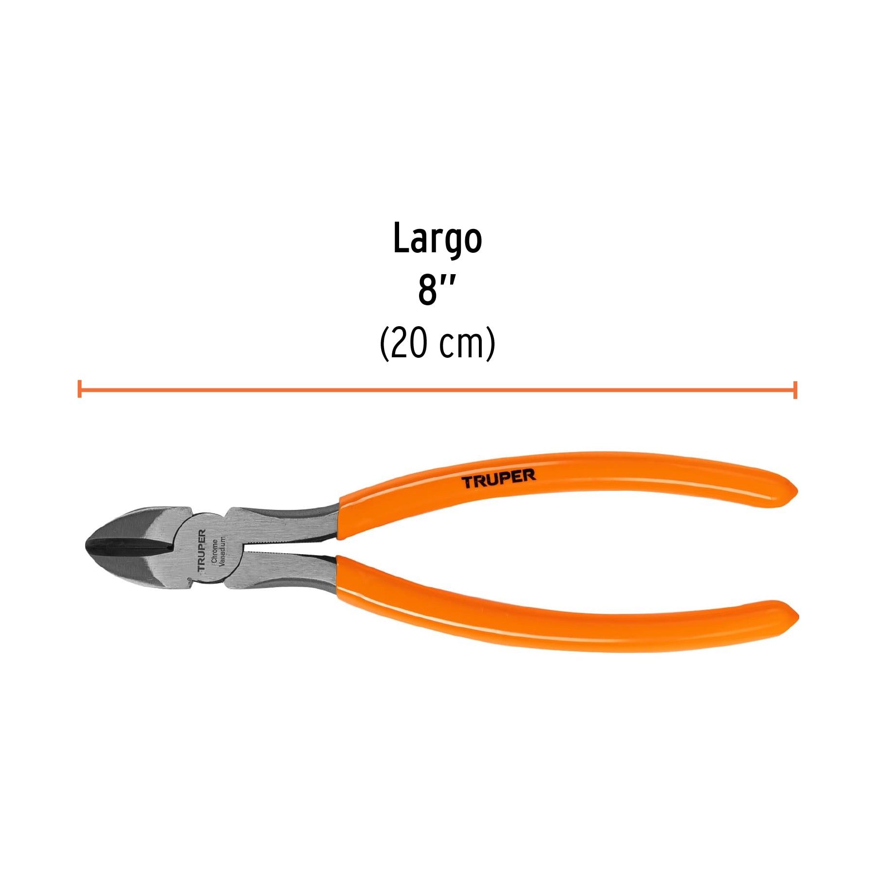 PINZA DE CORTE DIAGONAL 8" MANGO DE PVC, TRUPER 12353
