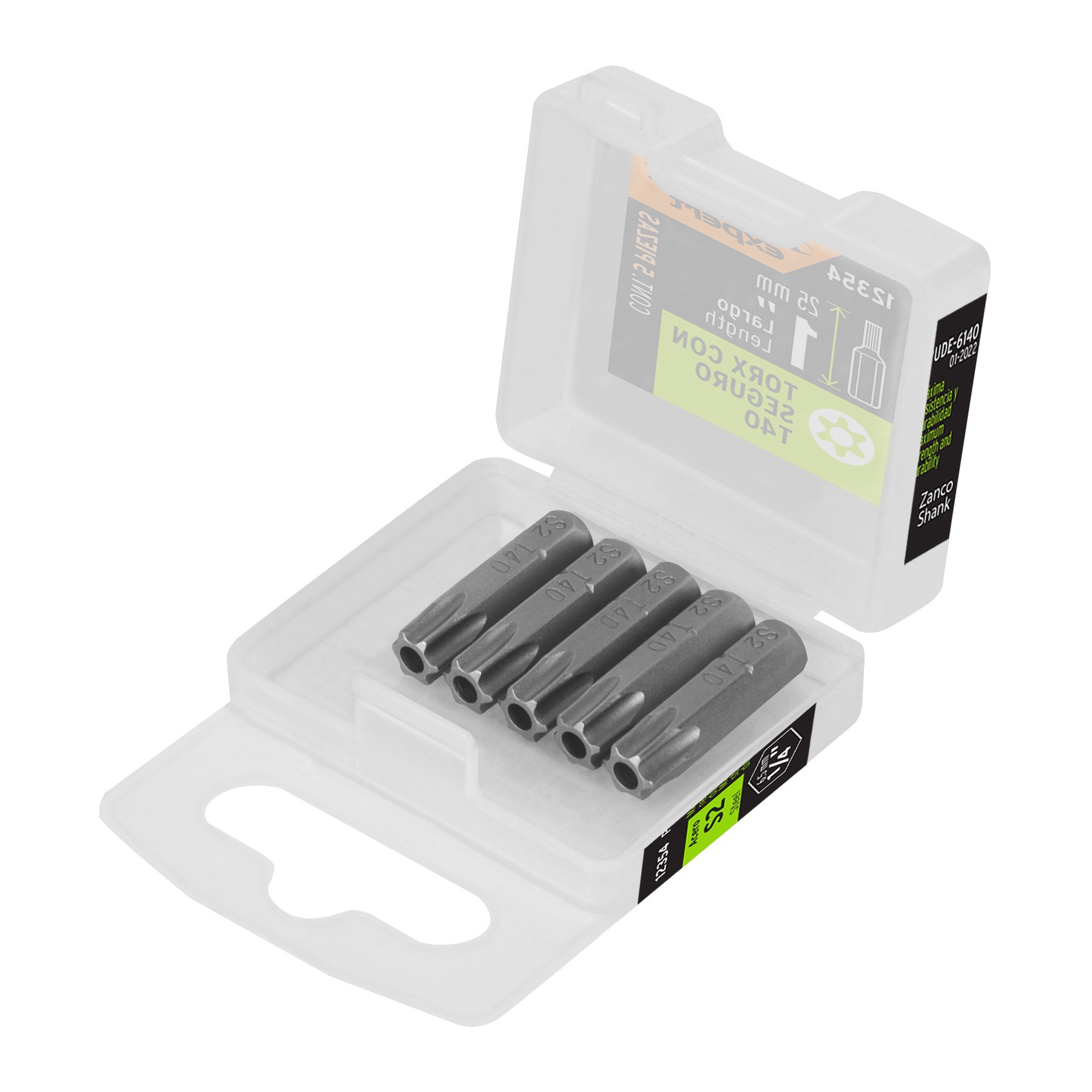 ESTUCHE CON 5 PUNTAS TORX T40 CON SEGURO LARGO 1", TRUPER EXPERT 12354