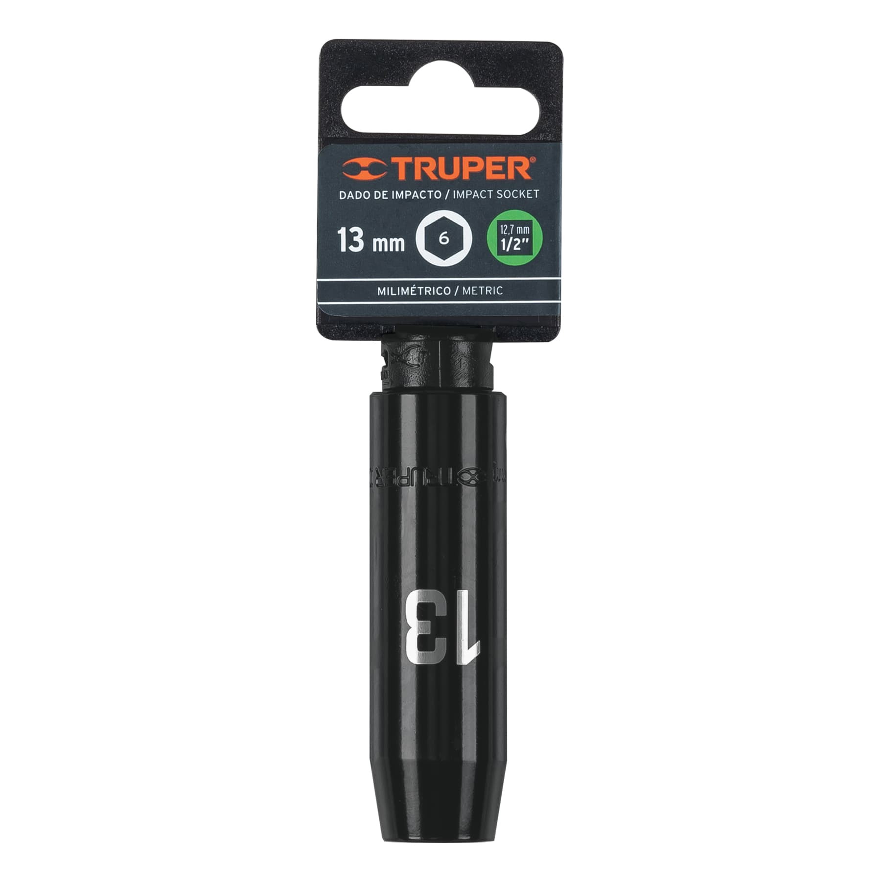 DADO LARGO CUADRO 1/2" DE IMPACTO 6 PUNTAS DE 13 MM, TRUPER 12425