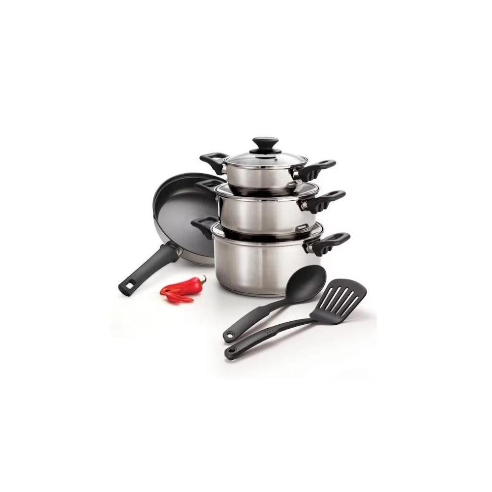 Batería De Cocina De Acero Inoxidable Antiadherente 9 Piezas Tramontina.