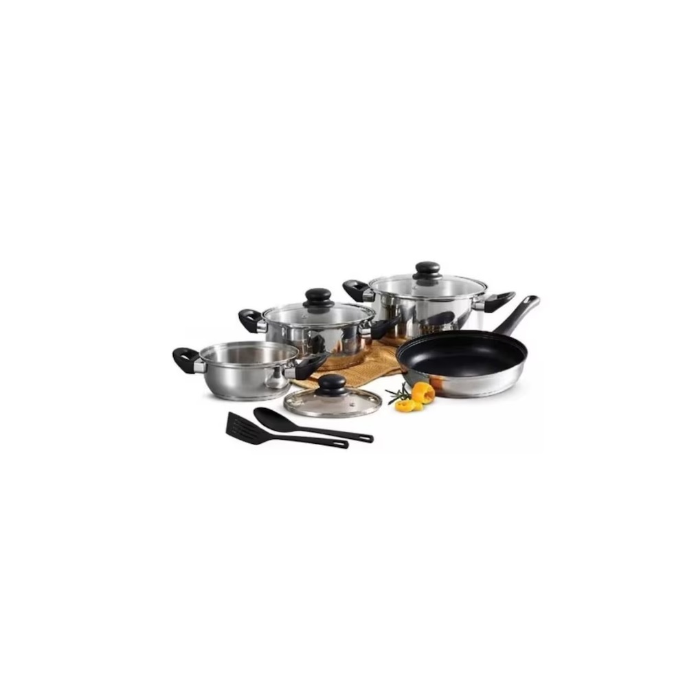 Batería De Cocina De Acero Inoxidable Antiadherente 9 Piezas Tramontina.