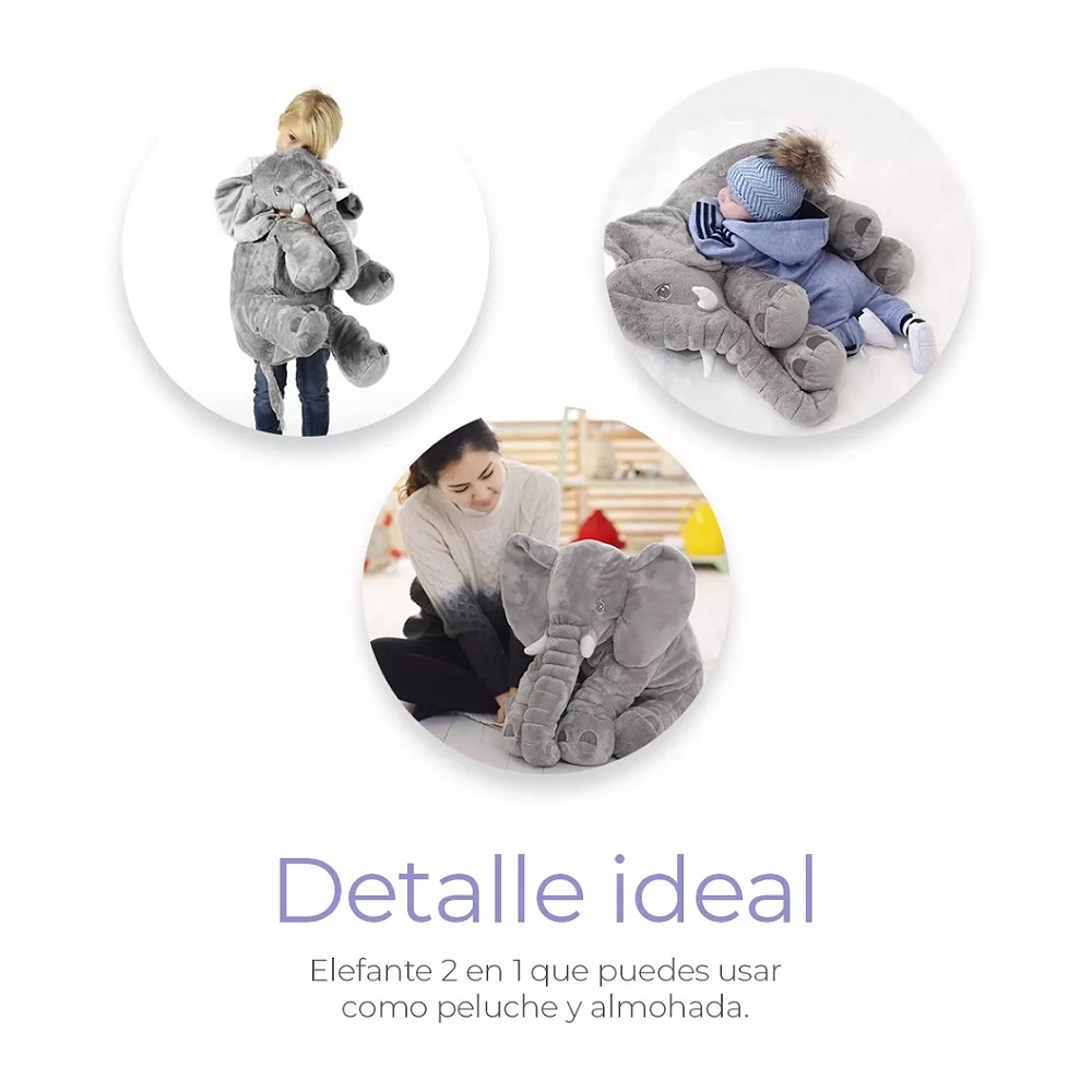 Peluche Grande Elefante Almohada Juguete Niños Y Bebes 60cm