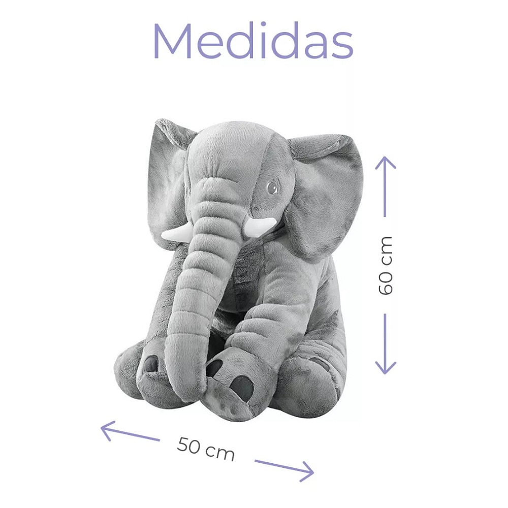 Peluche Grande Elefante Almohada Juguete Niños Y Bebes 60cm