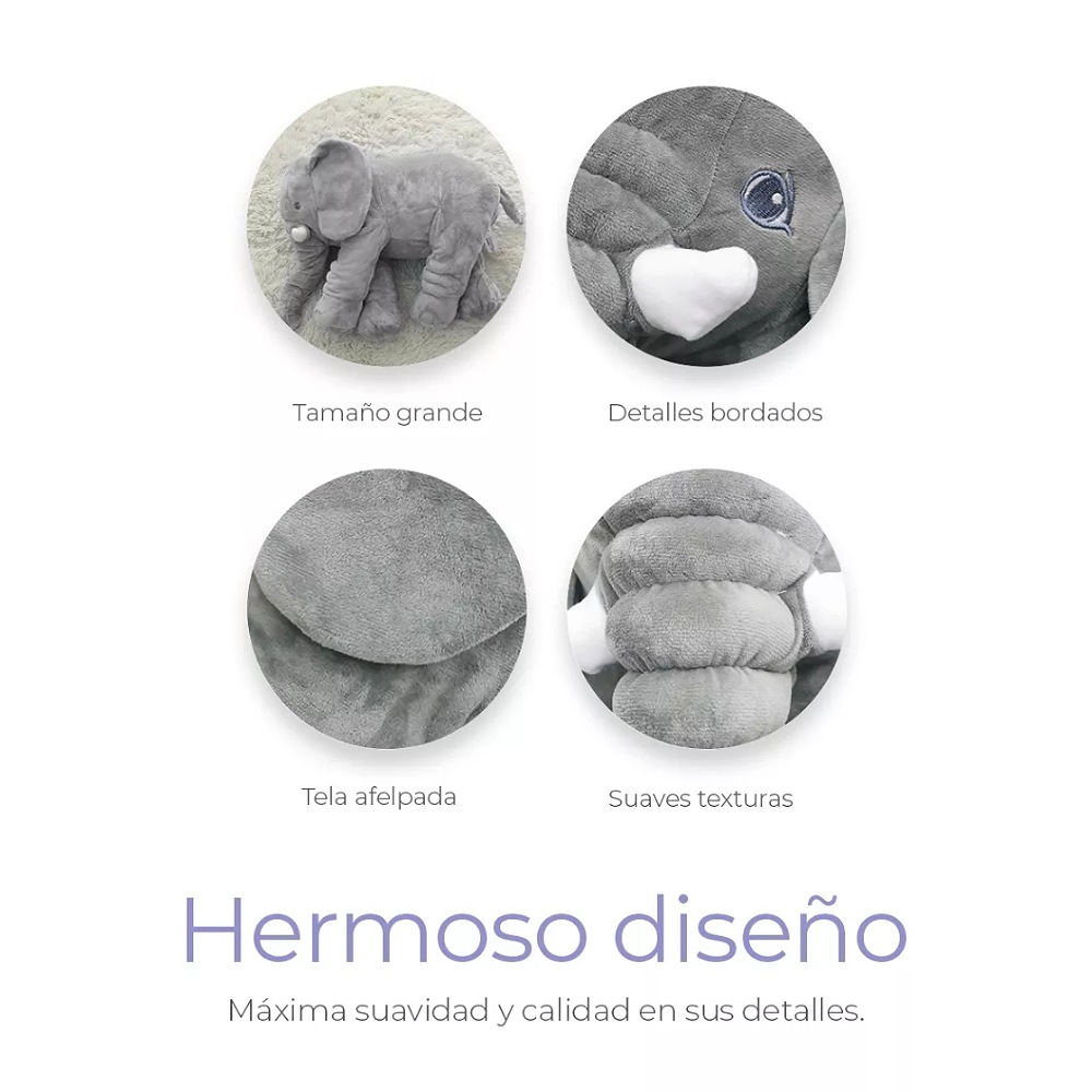 Peluche Grande Elefante Almohada Juguete Niños Y Bebes 60cm