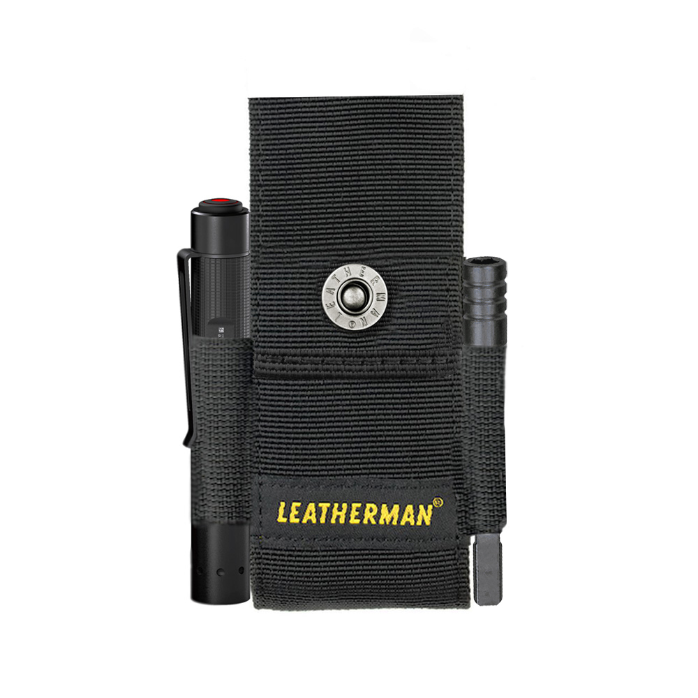 Kit de Multiherramienta SURGE Negra Leatherman con Linterna P2R Core Ledlenser