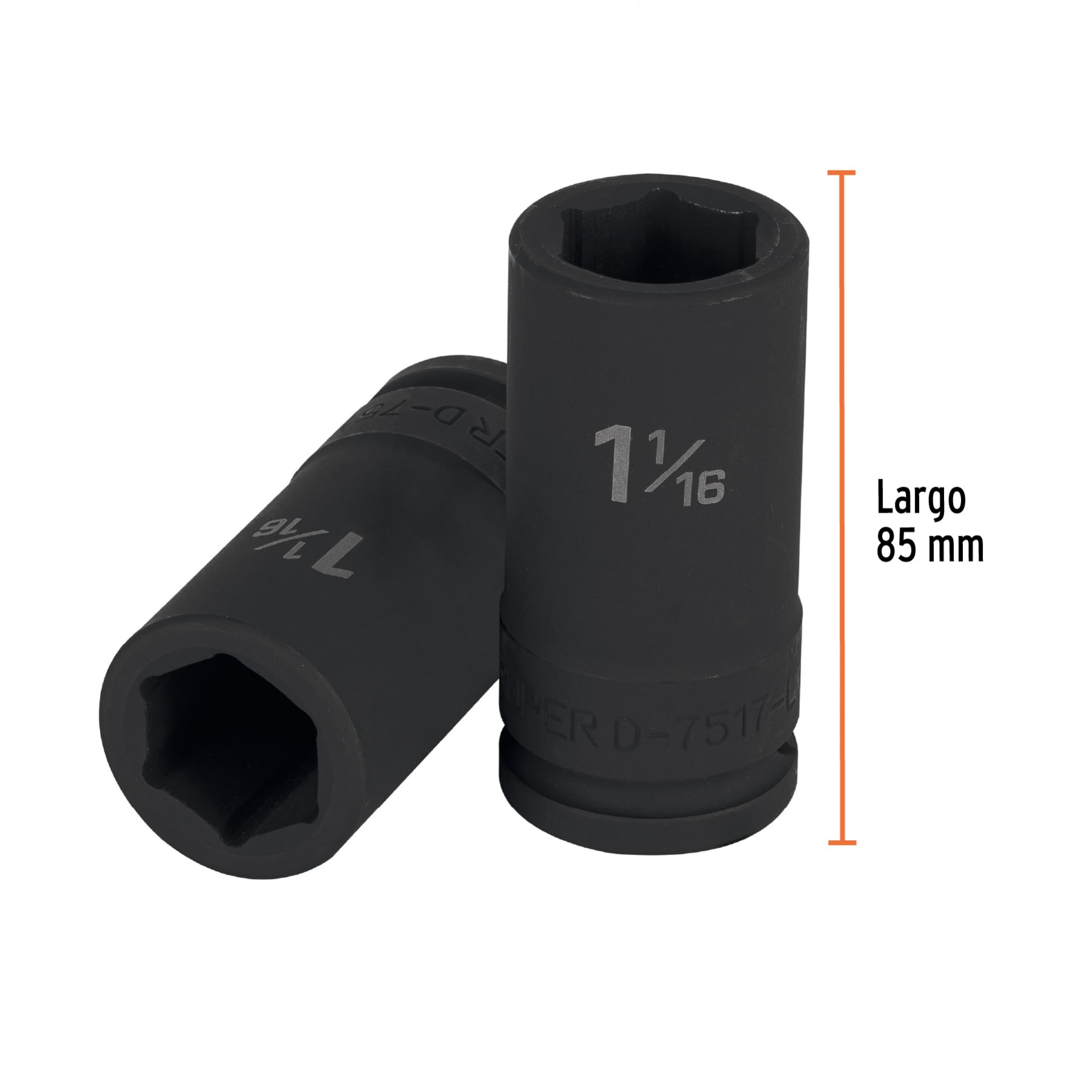 DADO LARGO DE IMPACTO DE 1-1/16", 6 PUNTAS, CUADRO 3/4" TRUPER 12435