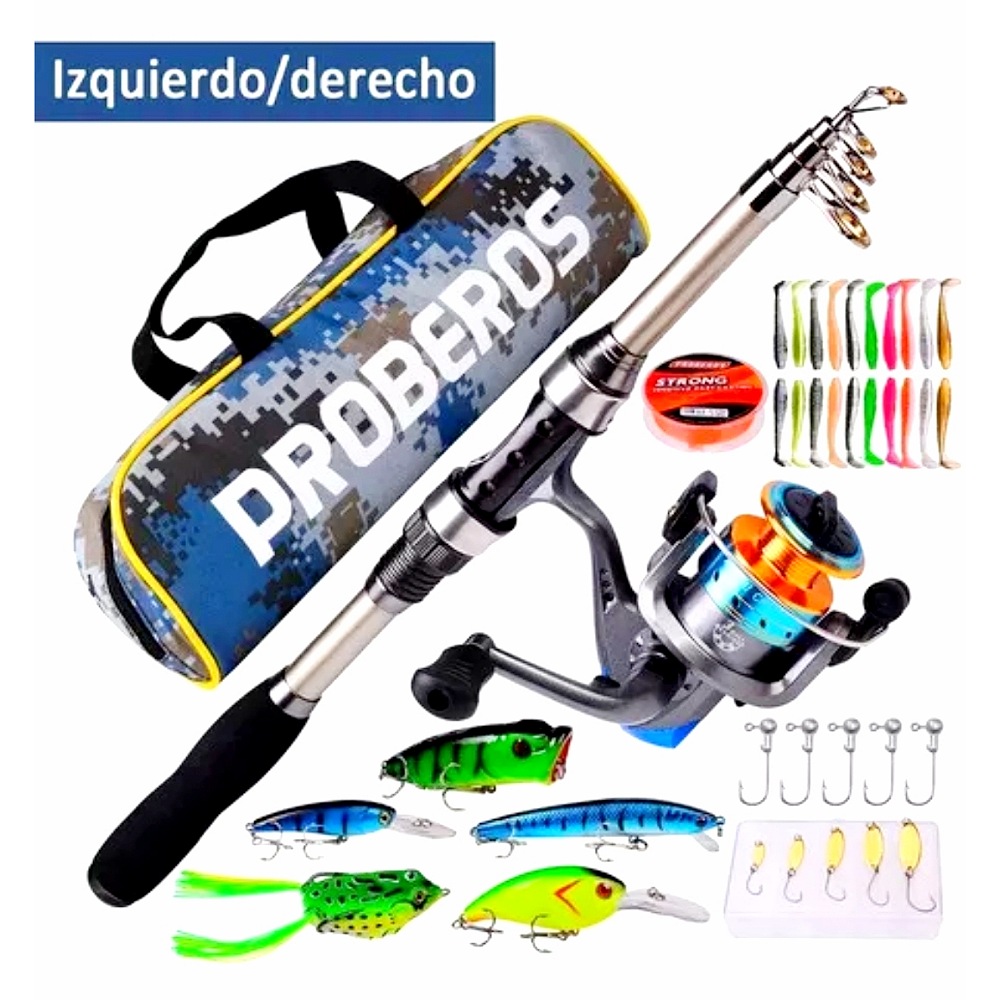 Kit Pesca 1.8m Caña Carrete Señuelo Accesorio Bolsa Completo