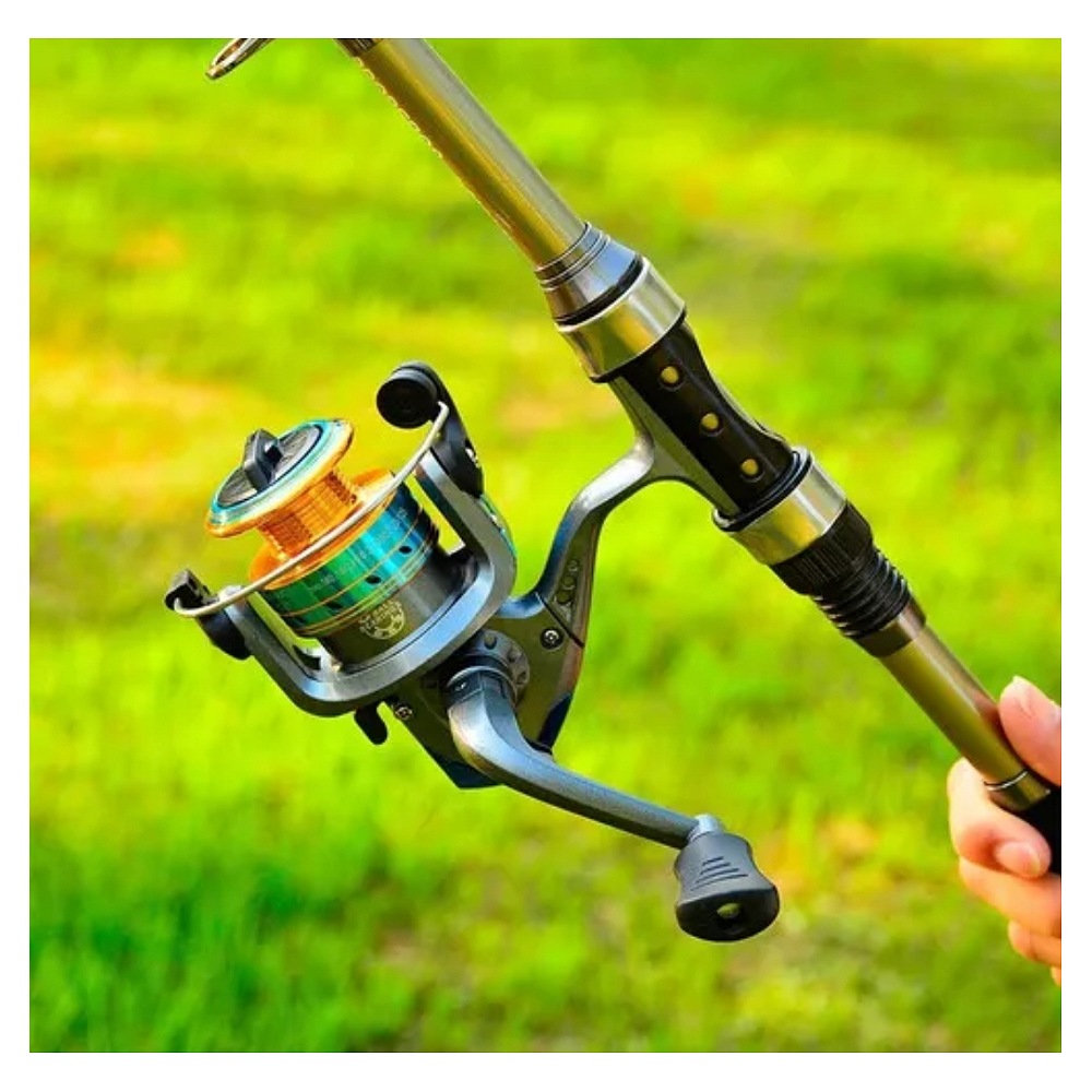 Kit Pesca 1.8m Caña Carrete Señuelo Accesorio Bolsa Completo