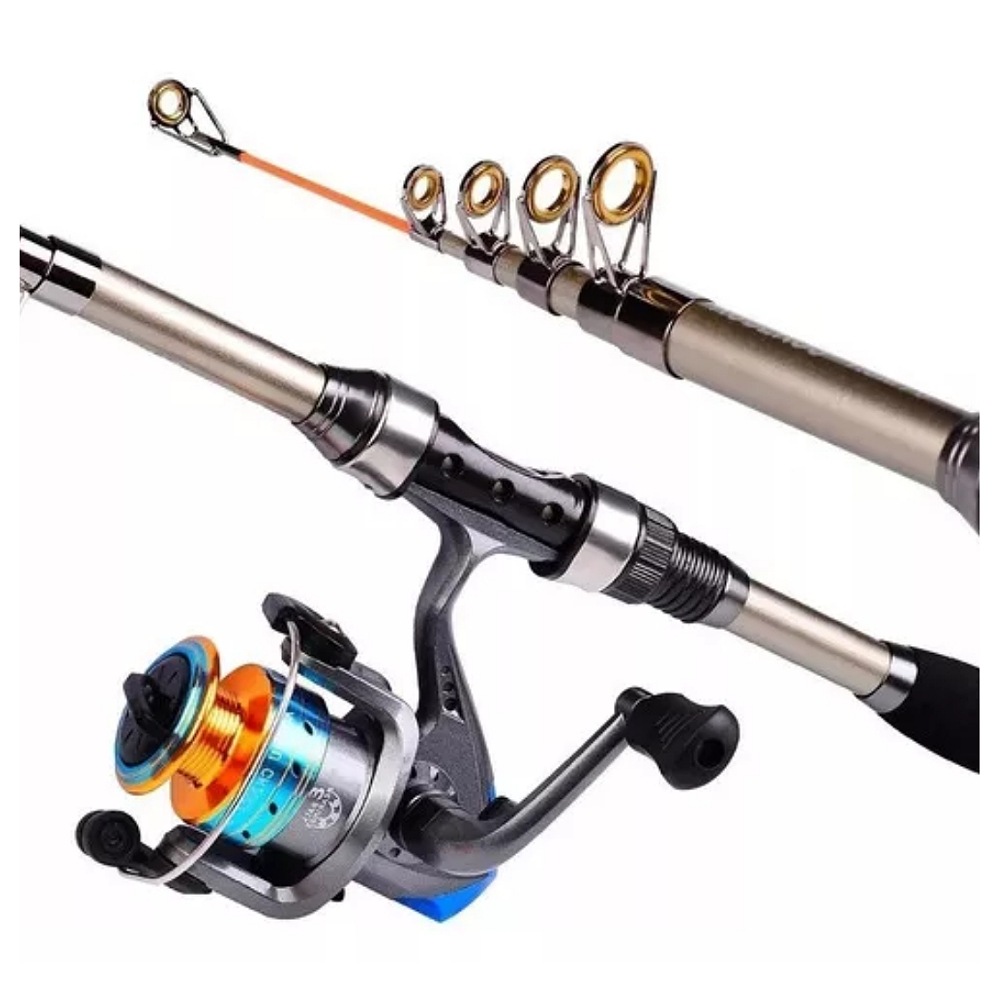 Kit Pesca 1.8m Caña Carrete Señuelo Accesorio Bolsa Completo