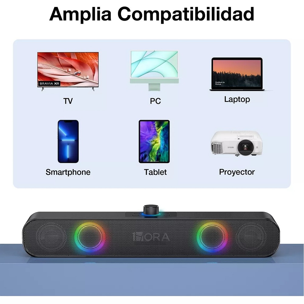 Bocina Bluetooth Portátil, Bluetooth 5.0 Altavoz Inalámbrico Impermeable  con Sonido Estéreo HD, Bajos Profundos,Reproducción Manos Libres, 3.5mm