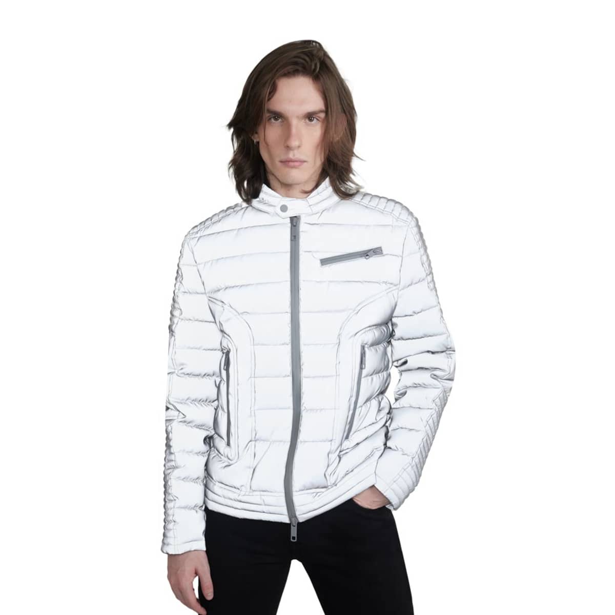 Chamarra reflejante capitonada para hombre, marca Hard Soda, mod. 1097552