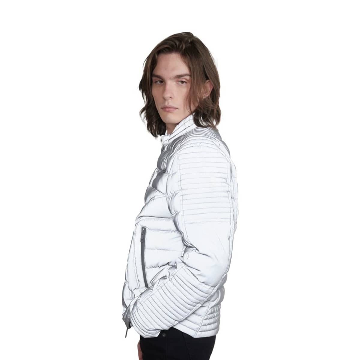 Chamarra reflejante capitonada para hombre, marca Hard Soda, mod. 1097552