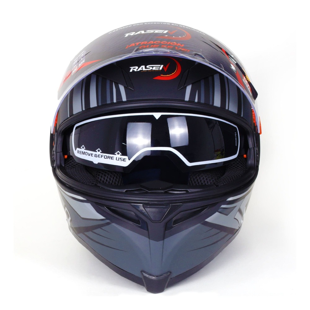 Casco Para Moto Rasen Cerrado Negro Con Gris Certificado Dot              L