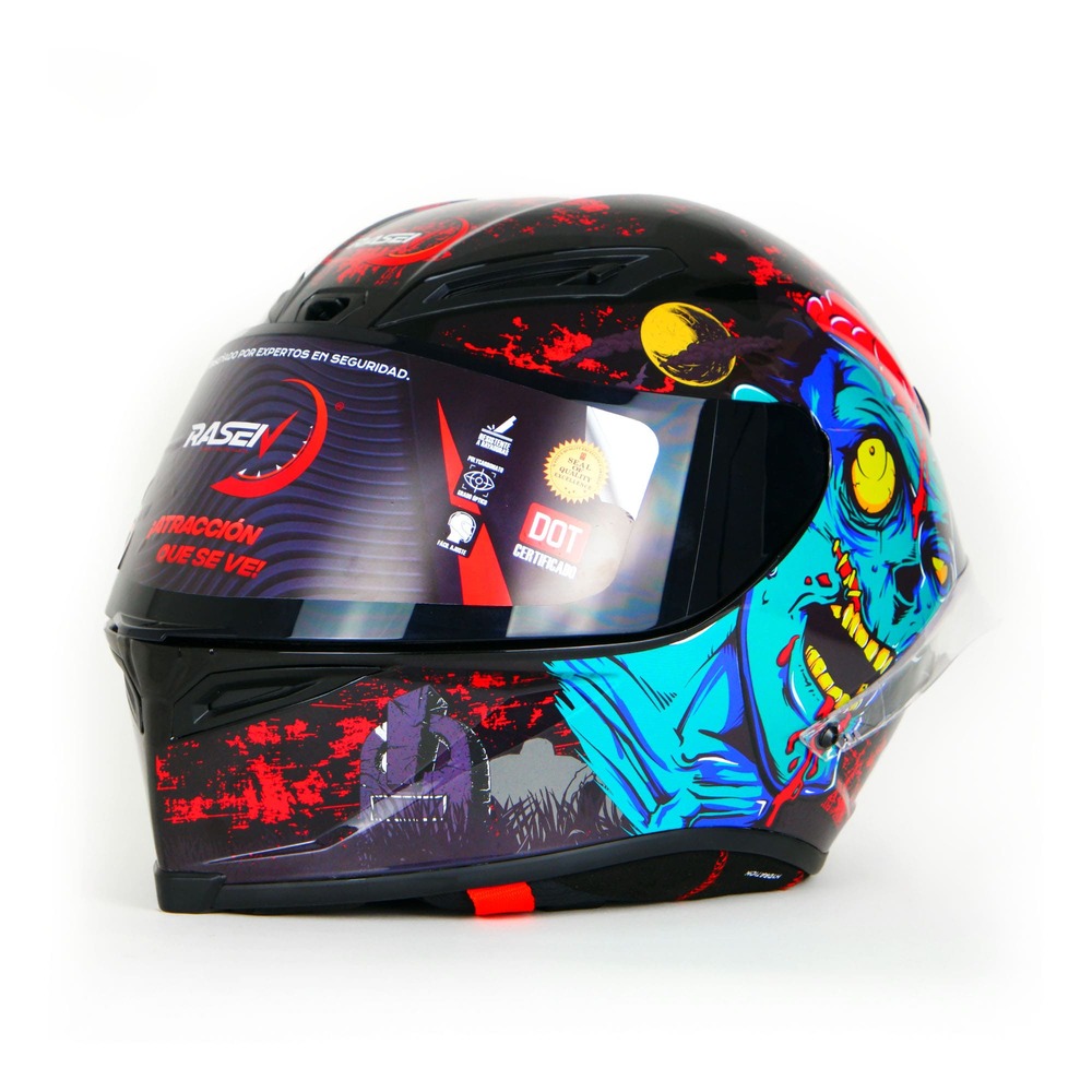 Casco Para Moto Rasen Cerrado Zombie Certificado Dot                Rojo L