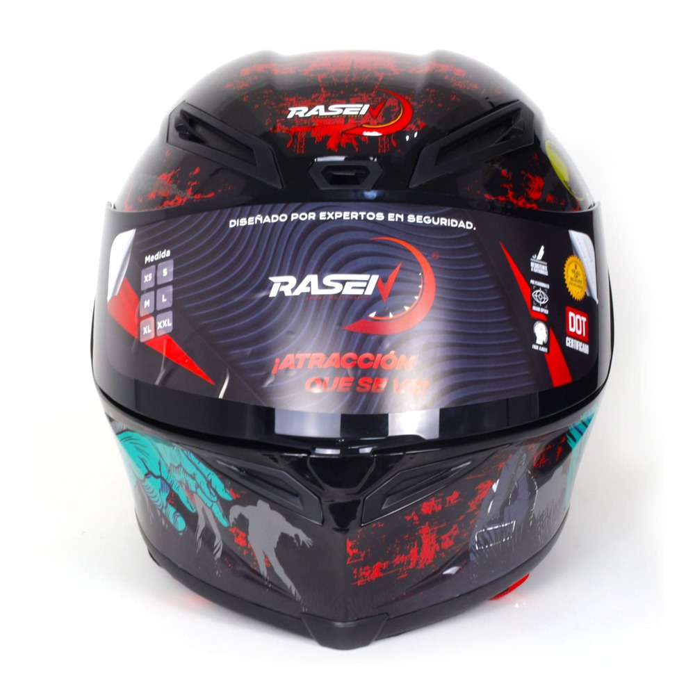 Casco Para Moto Rasen Cerrado Zombie Certificado Dot                Rojo L