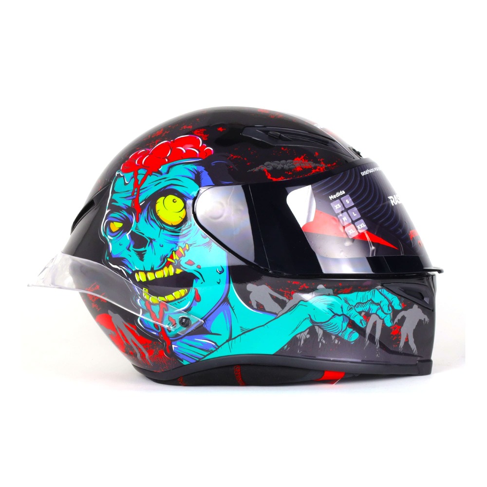 Casco Para Moto Rasen Cerrado Zombie Certificado Dot                Rojo L