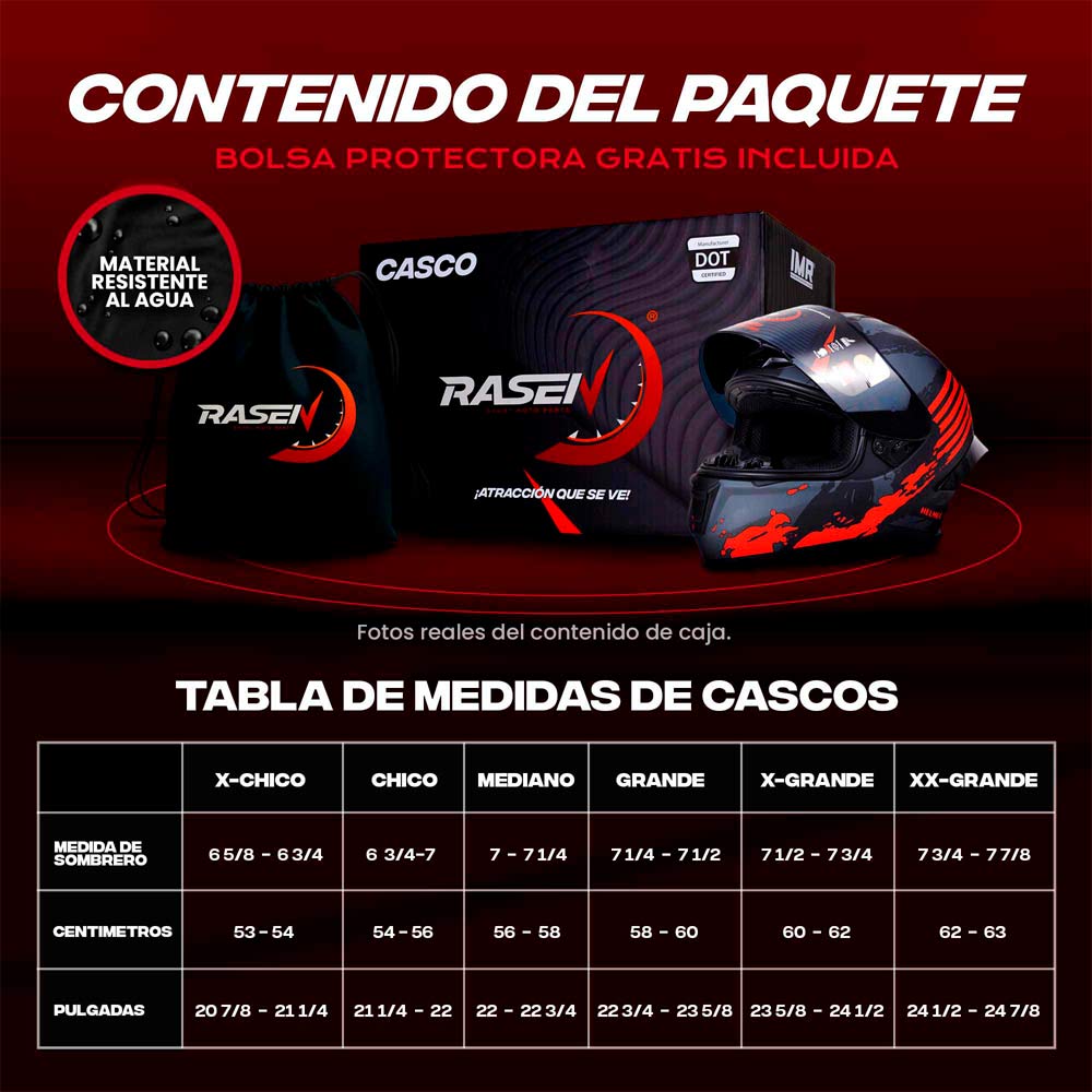 Casco Para Moto Rasen Cerrado Negro Con Franjas Rojas Certificado Dot             L