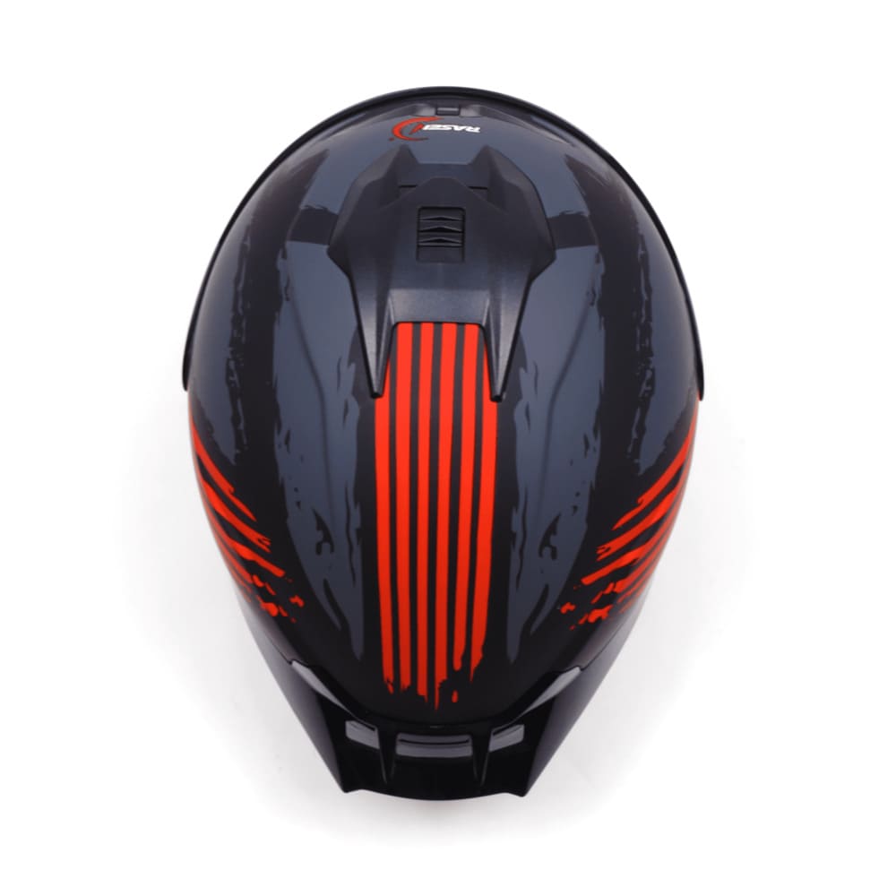Casco Para Moto Rasen Cerrado Negro Con Franjas Rojas Certificado Dot             L