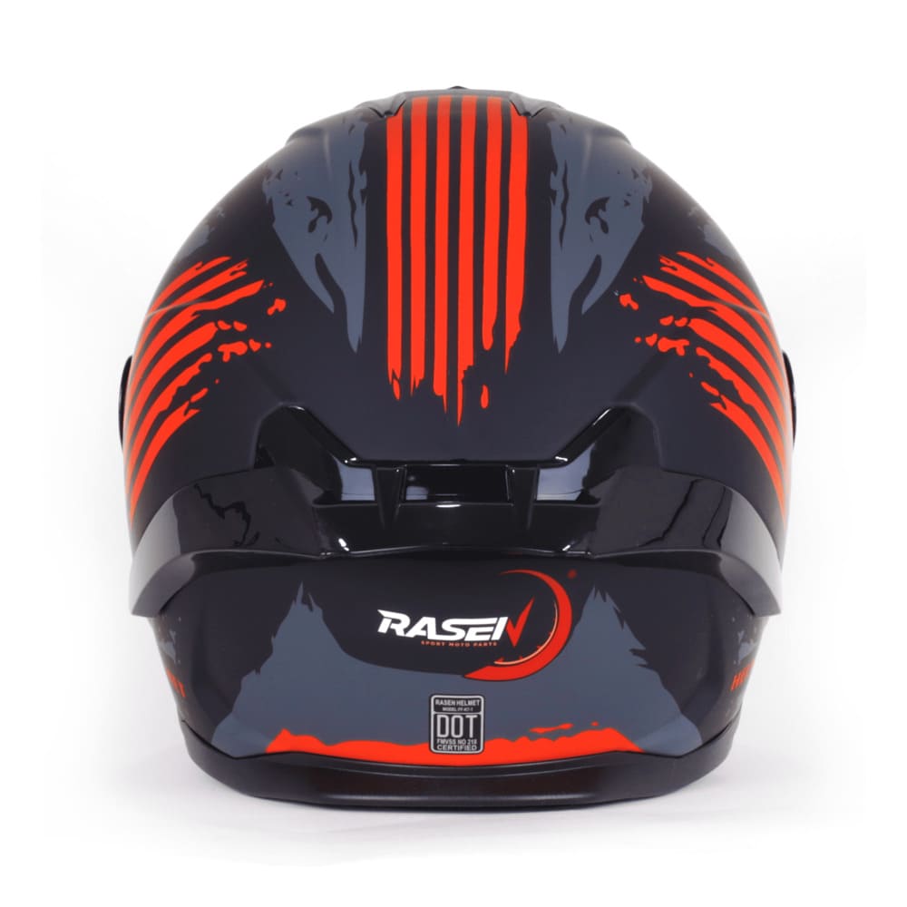 Casco Para Moto Rasen Cerrado Negro Con Franjas Rojas Certificado Dot             L