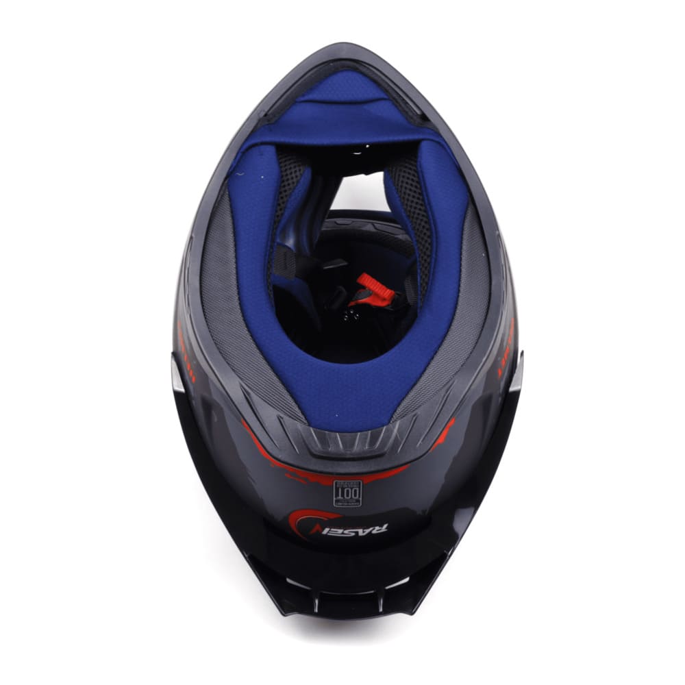 Casco Para Moto Rasen Cerrado Negro Con Franjas Rojas Certificado Dot             L