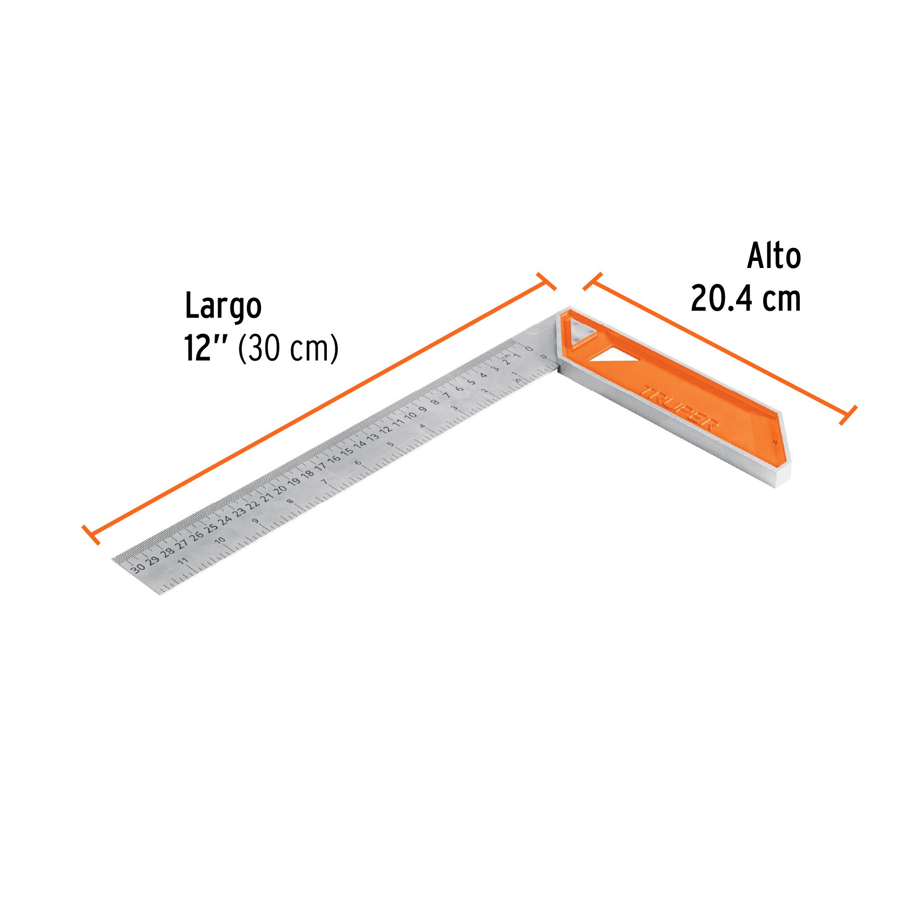 ESCUADRA 12" PARA CARPINTERO CON MANGO 100% DE ALUMINIO TRUPER 14376