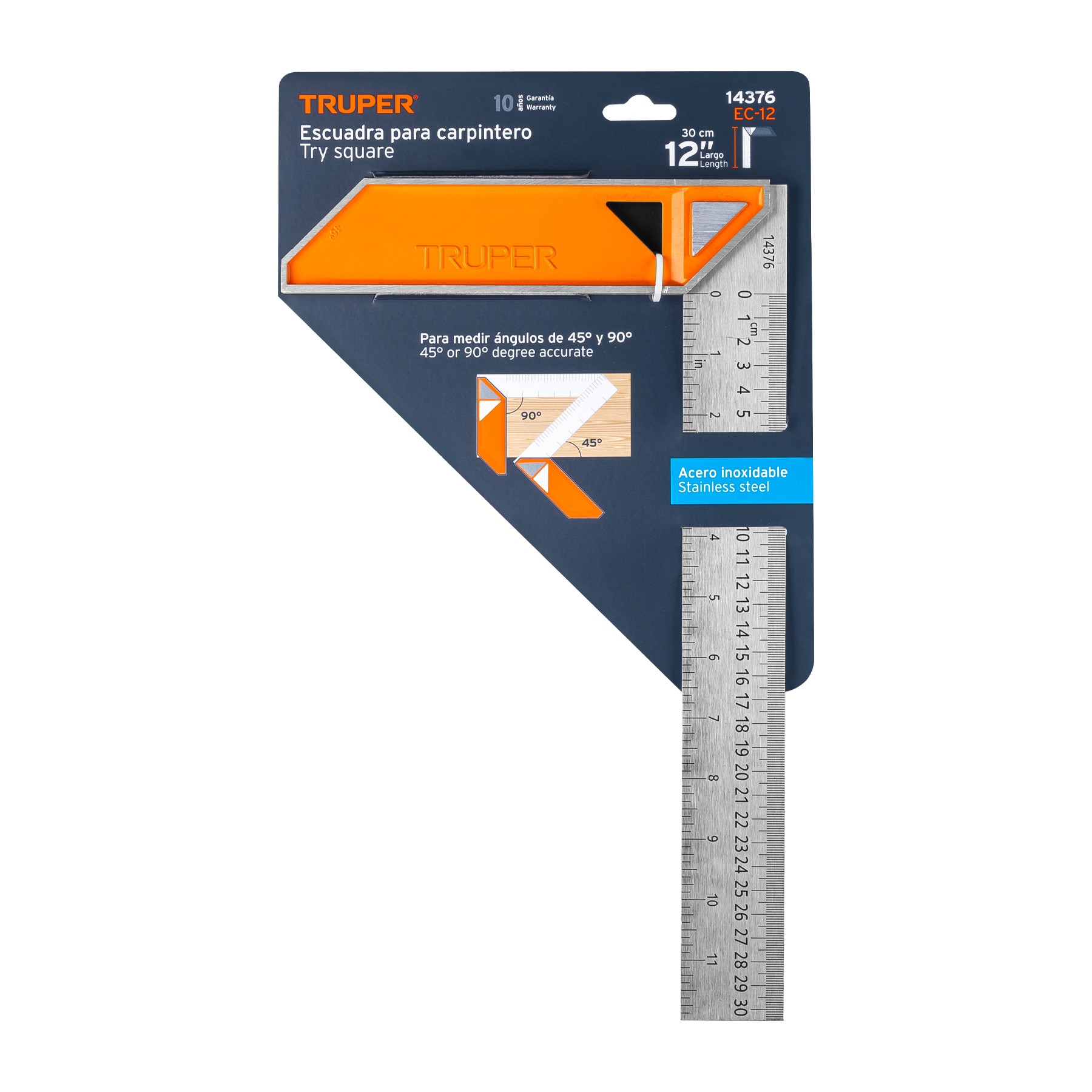 ESCUADRA 12" PARA CARPINTERO CON MANGO 100% DE ALUMINIO TRUPER 14376