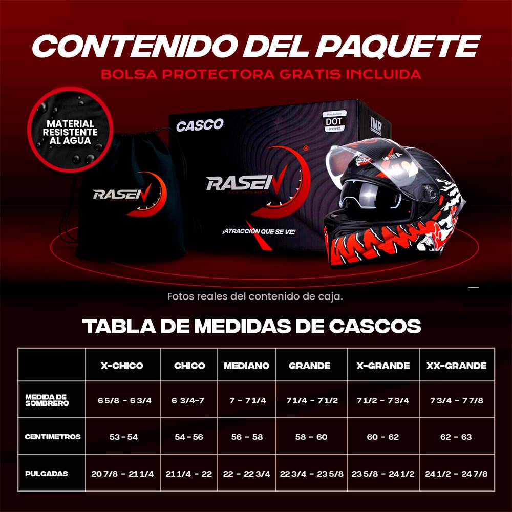 Casco Para Moto Rasen Cerrado Negro Con Rojo Y Blanco Certificado Dot