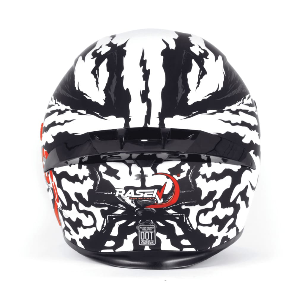 Casco Para Moto Rasen Cerrado Negro Con Rojo Y Blanco Certificado Dot