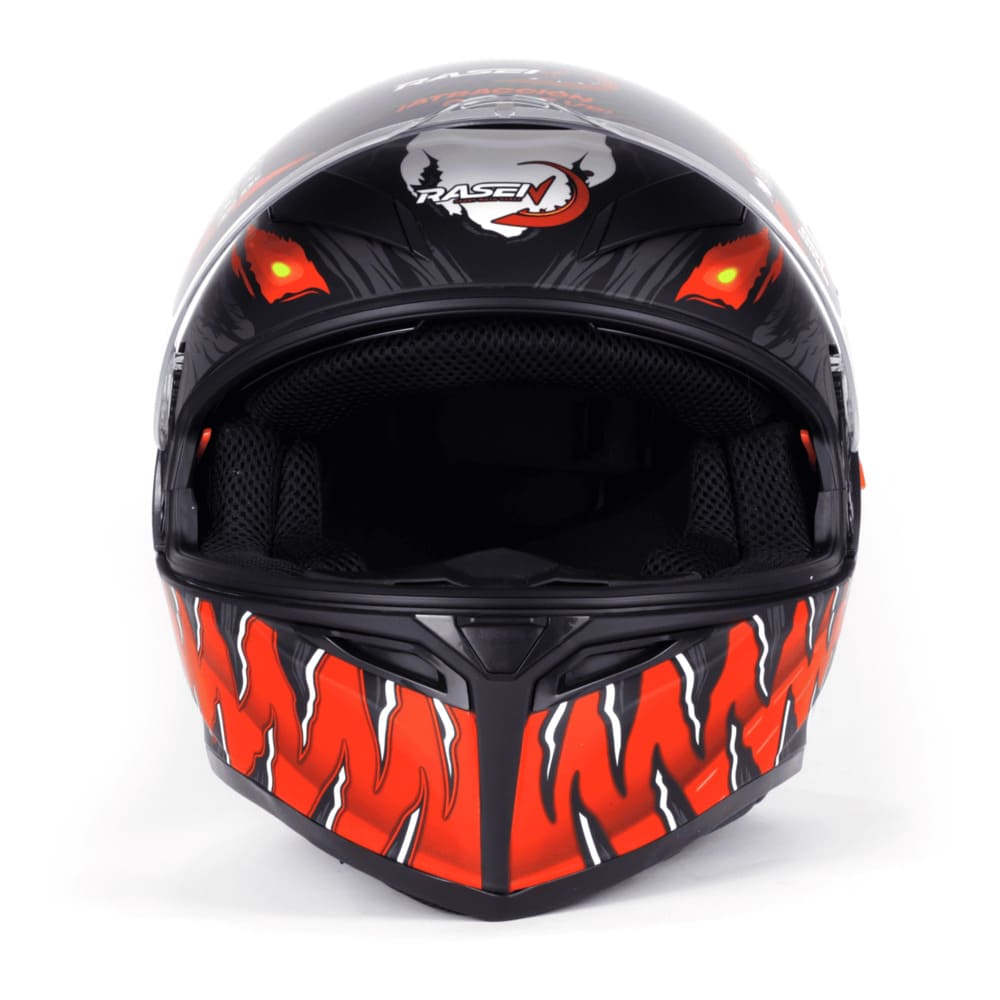 Casco Para Moto Rasen Cerrado Negro Con Rojo Y Blanco Certificado Dot