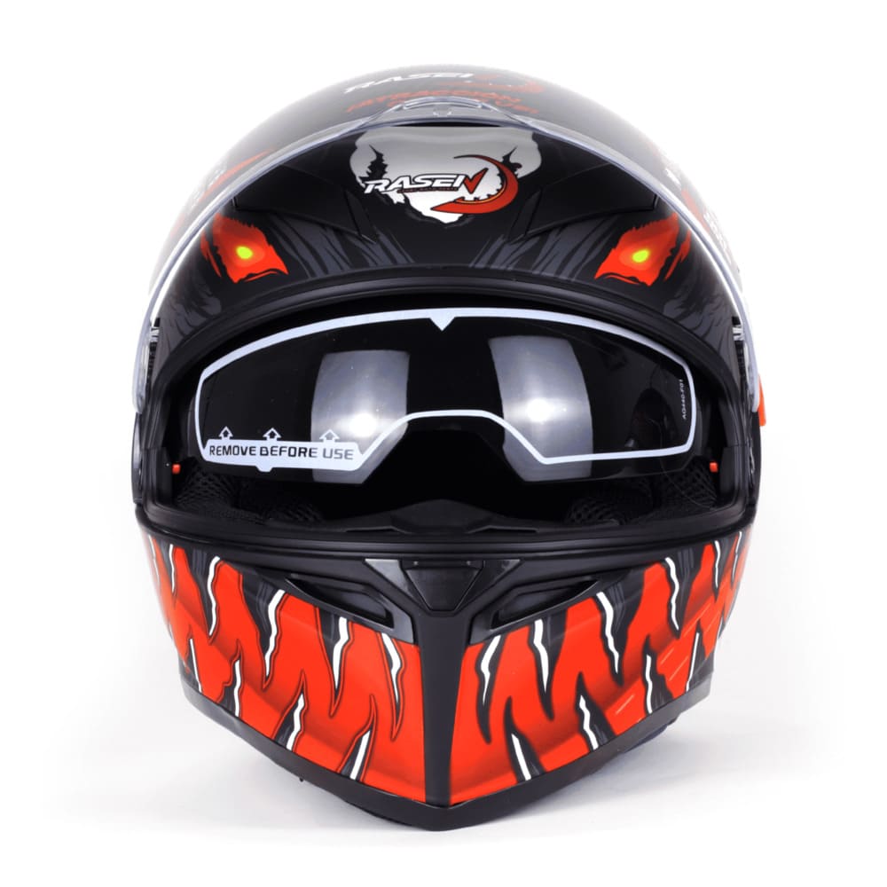 Casco Para Moto Rasen Cerrado Negro Con Rojo Y Blanco Certificado Dot