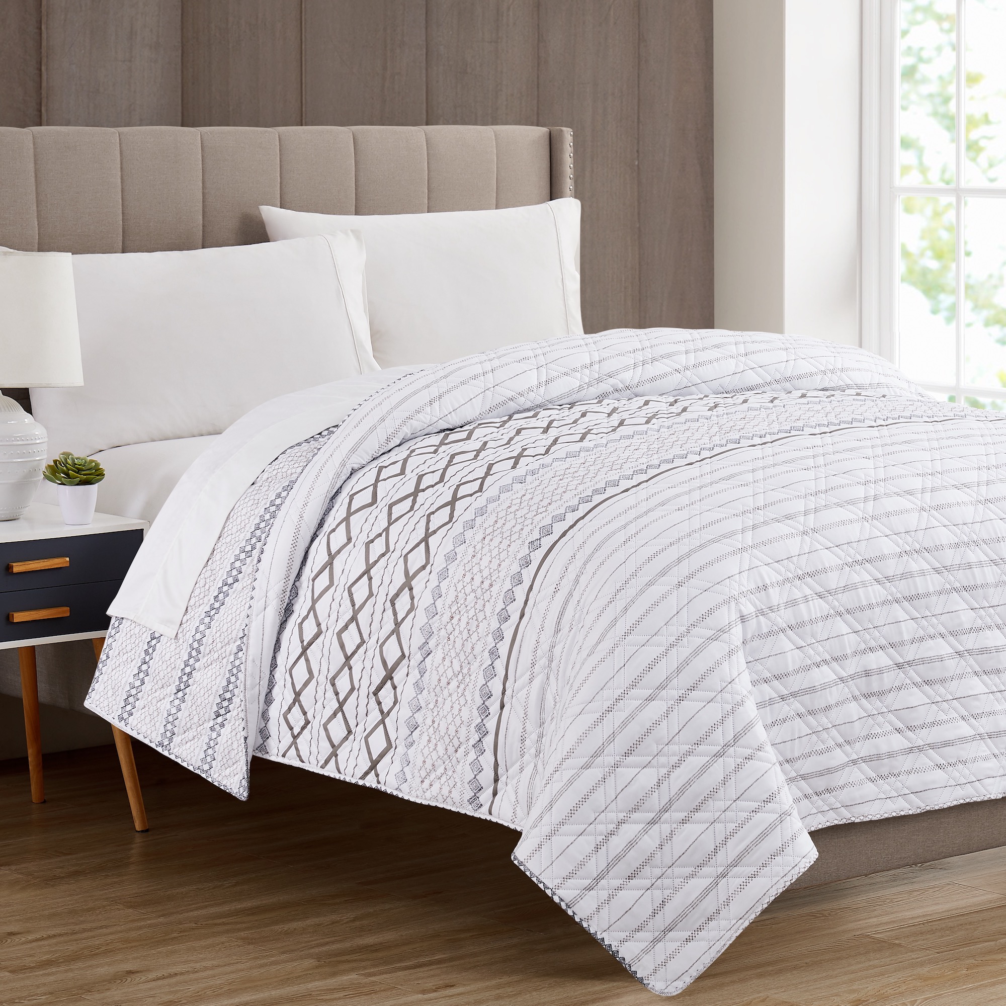 Cubrecama Individual ALLURE Reversible Diseño Impreso 100% Poliéster