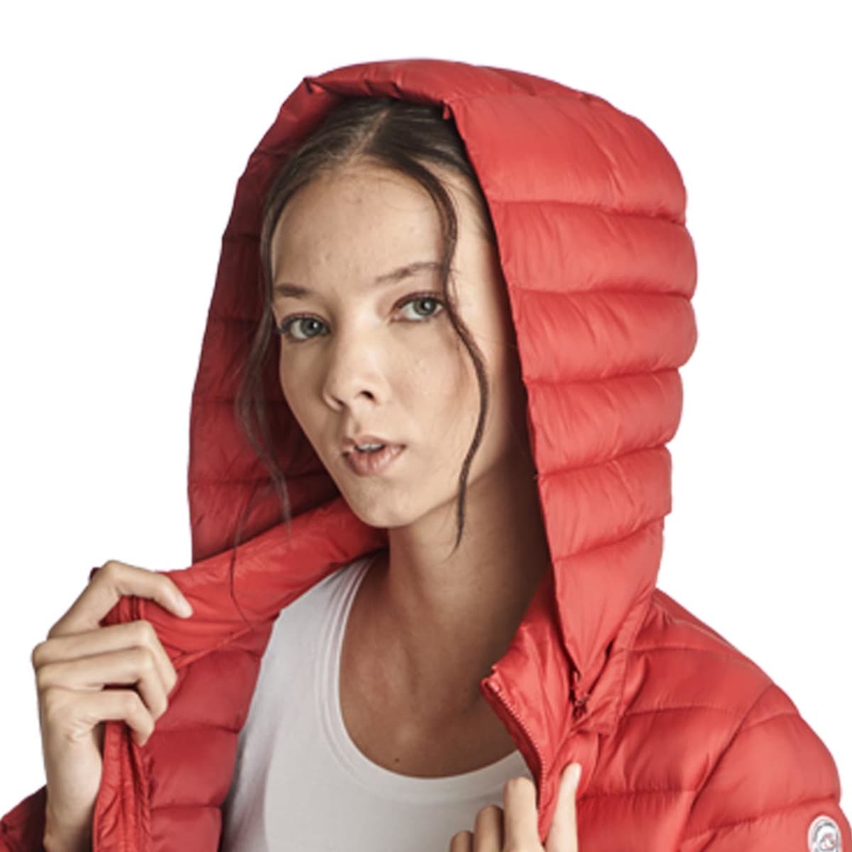 Chamarra larga ligera capitonada para mujer, color rojo cereza, marca Holly Land, mod. 1088678