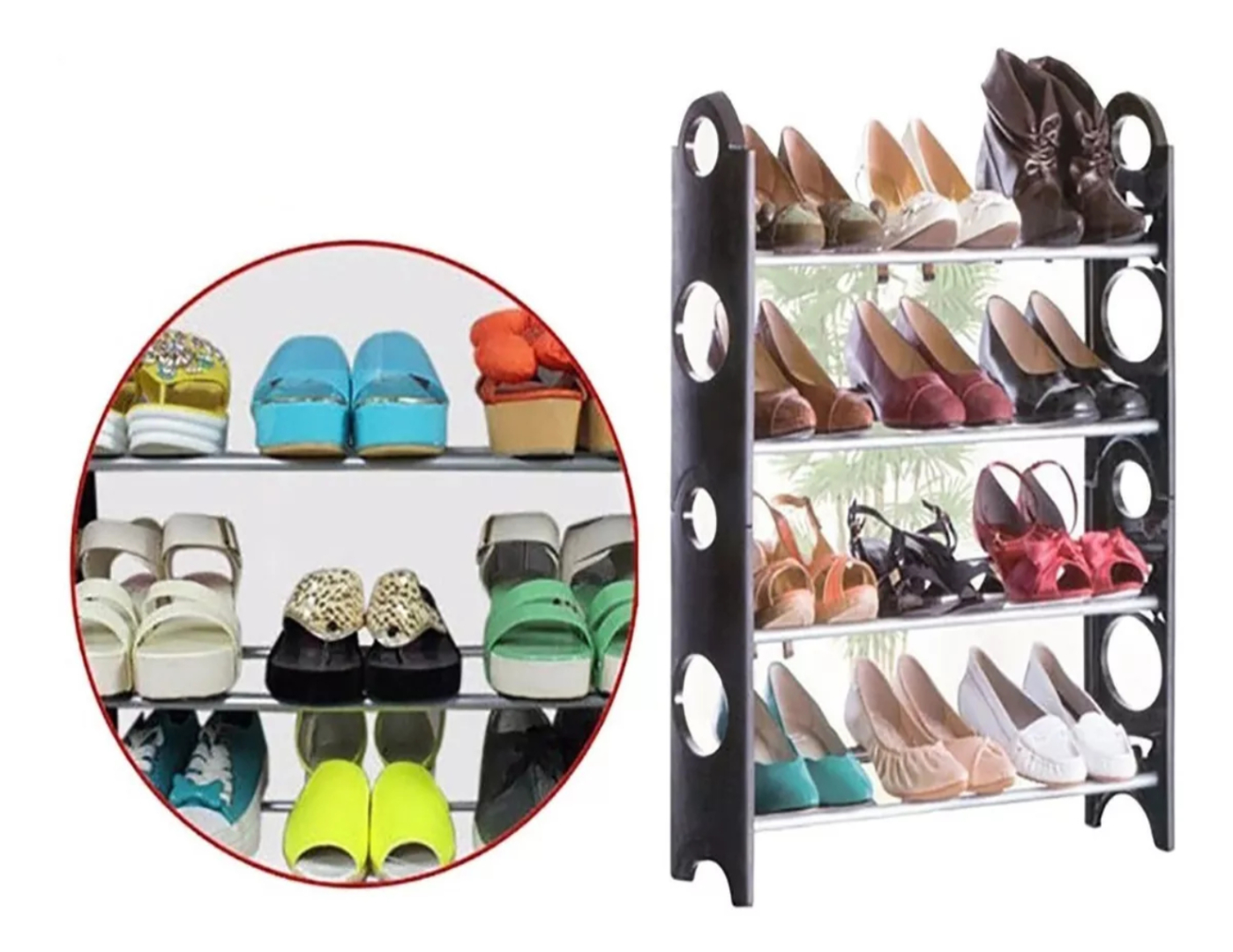 Rack Zapatera 10 Niveles 30 Pares Zapatos Organizador Mueble Color Negro