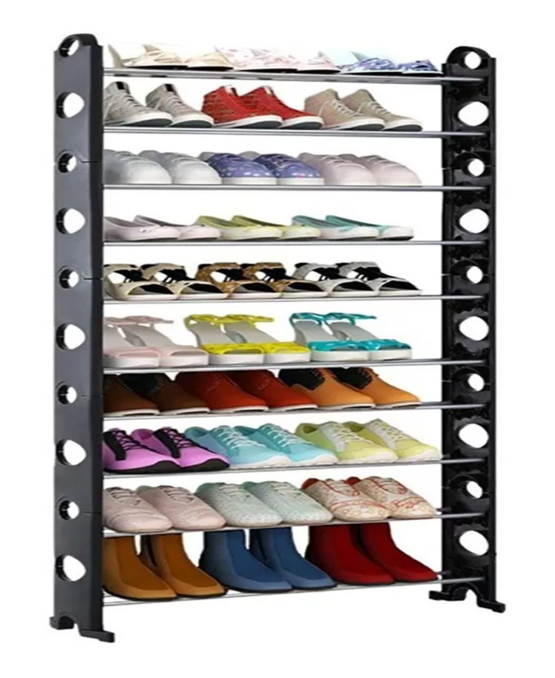 Rack Zapatera 10 Niveles 30 Pares Zapatos Organizador Mueble Color Negro