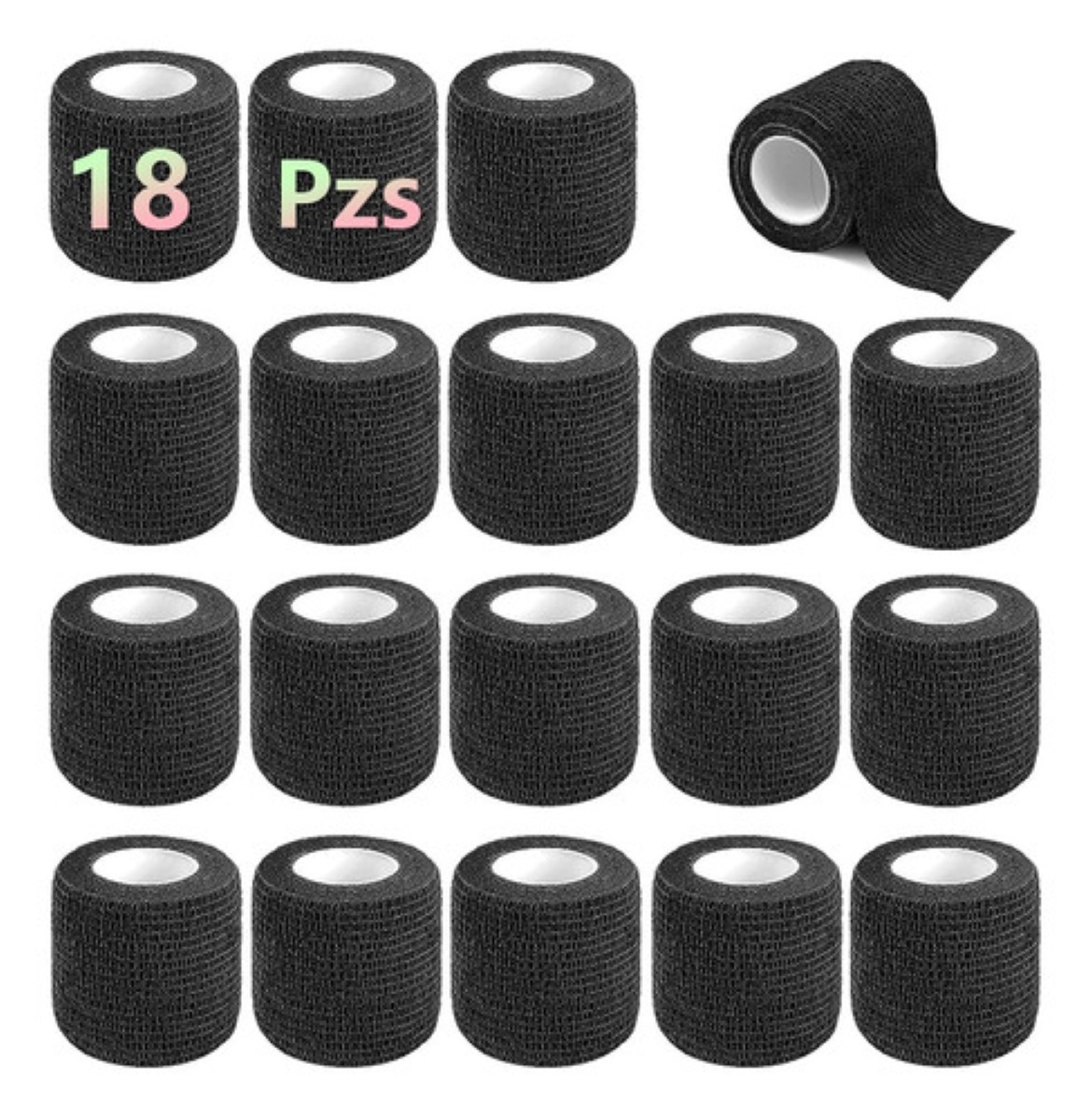 Cinta Venda Elástica Cohesiva Autoadherible De 5cm X 4.5m NEGRO