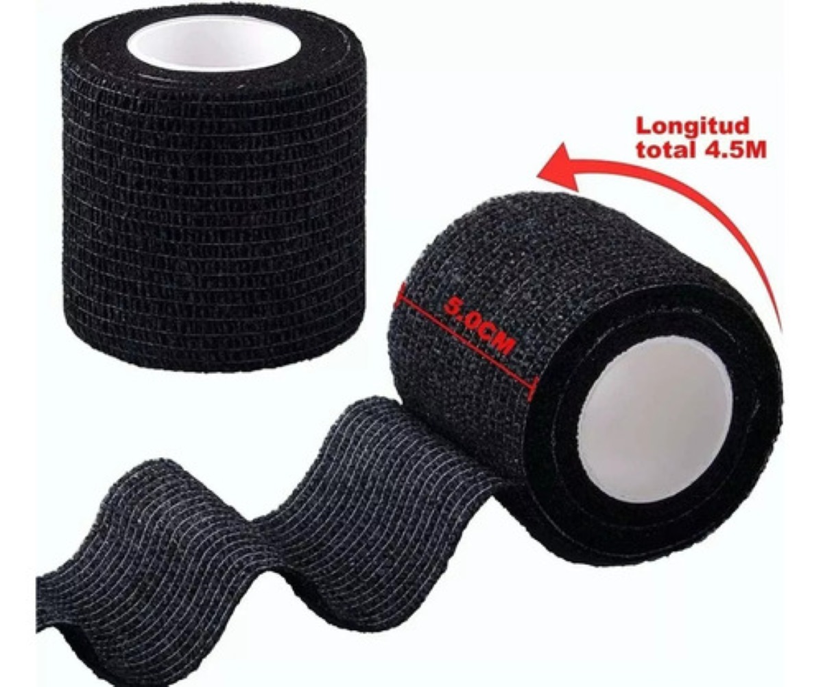 Cinta Venda Elástica Cohesiva Autoadherible De 5cm X 4.5m NEGRO