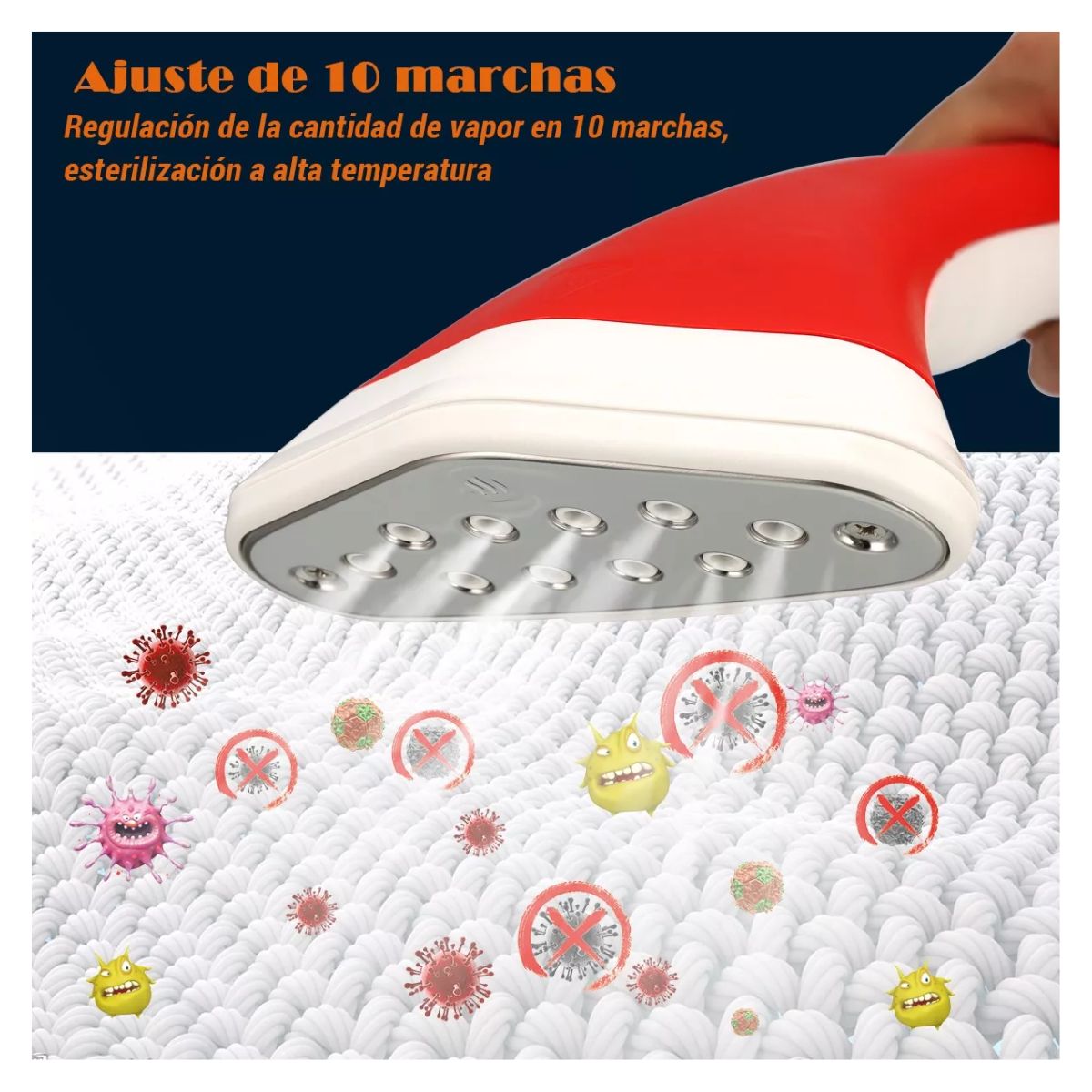 Plancha Vertical Vapor Para Ropa Desinfecta Vaporizador 2 en 1 Rojo