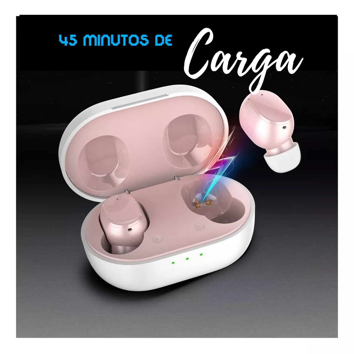 Audífonos in-ear gamer inalámbricos HTC TWS7 rosa con luz LED
