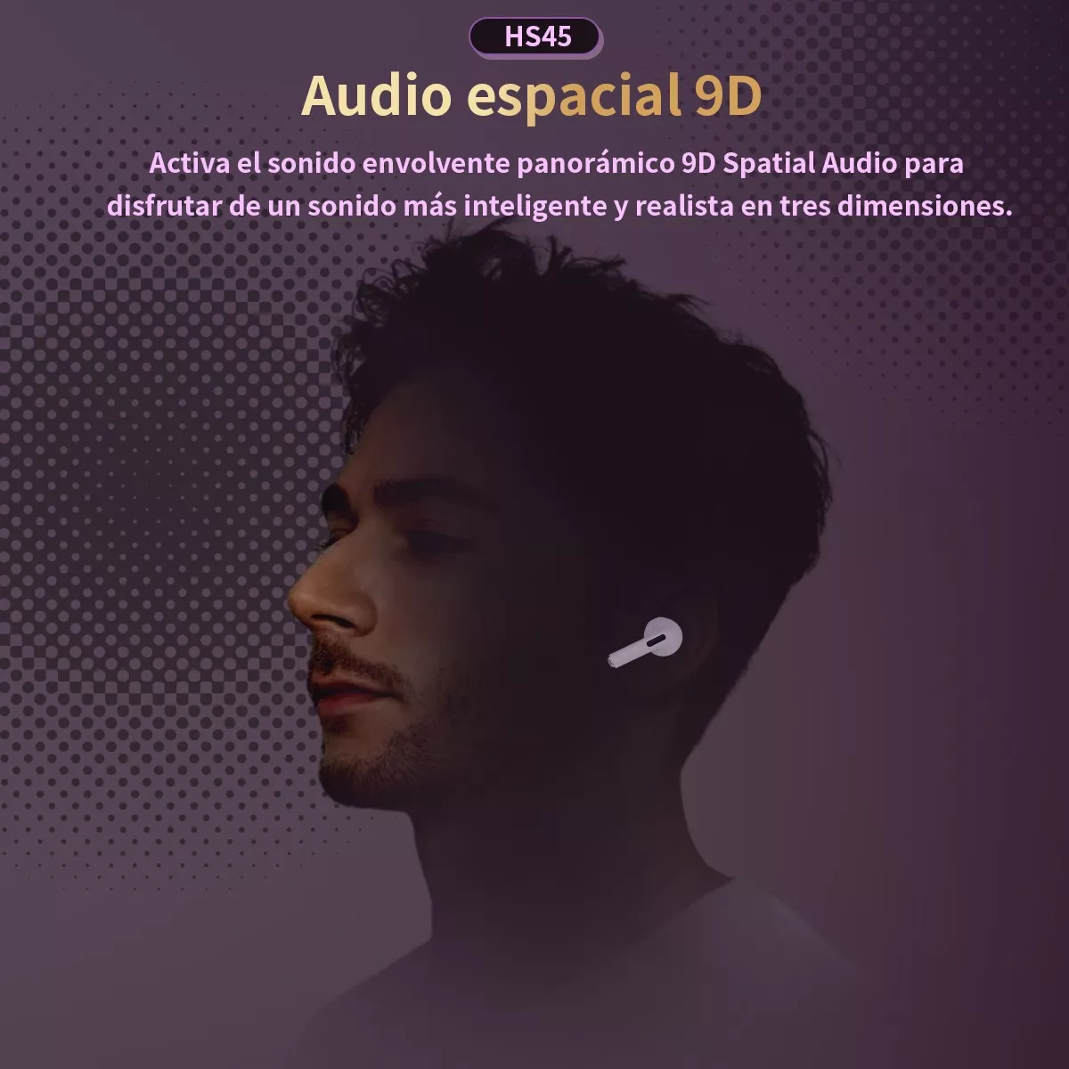 Audífono in-ear gamer inalámbrico LarmTek LK71 blanco con luz LED