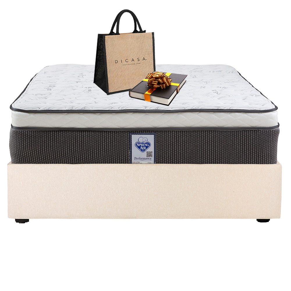 Colchón Matrimonial Spring Air Le Mans con Base Cama Dicasa Colt Beige Claro