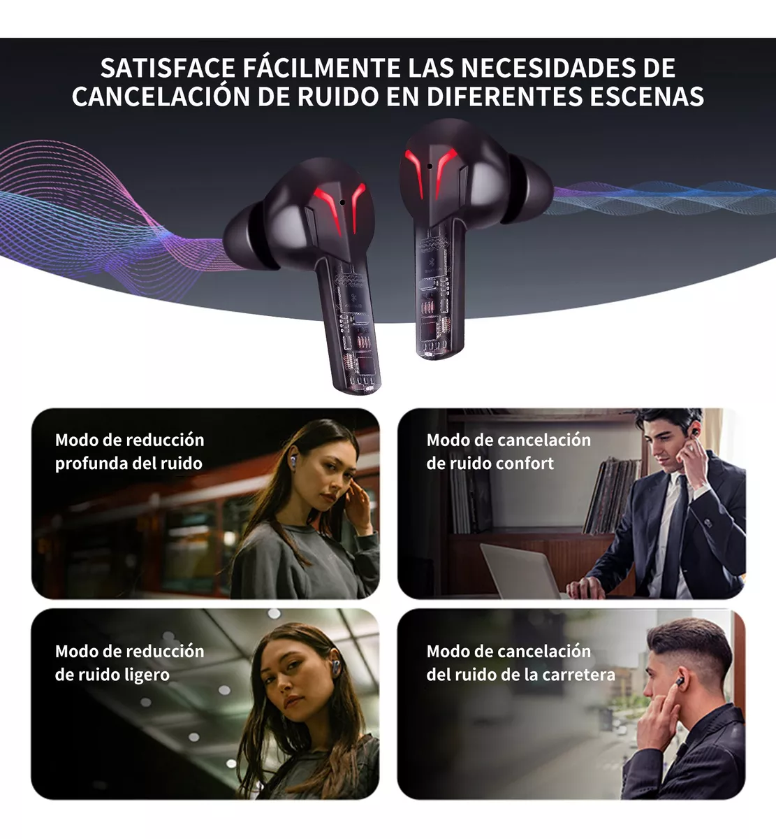 Audífonos Inalámbricos Bluetooth Deportivos 5.3 Gamer Negro