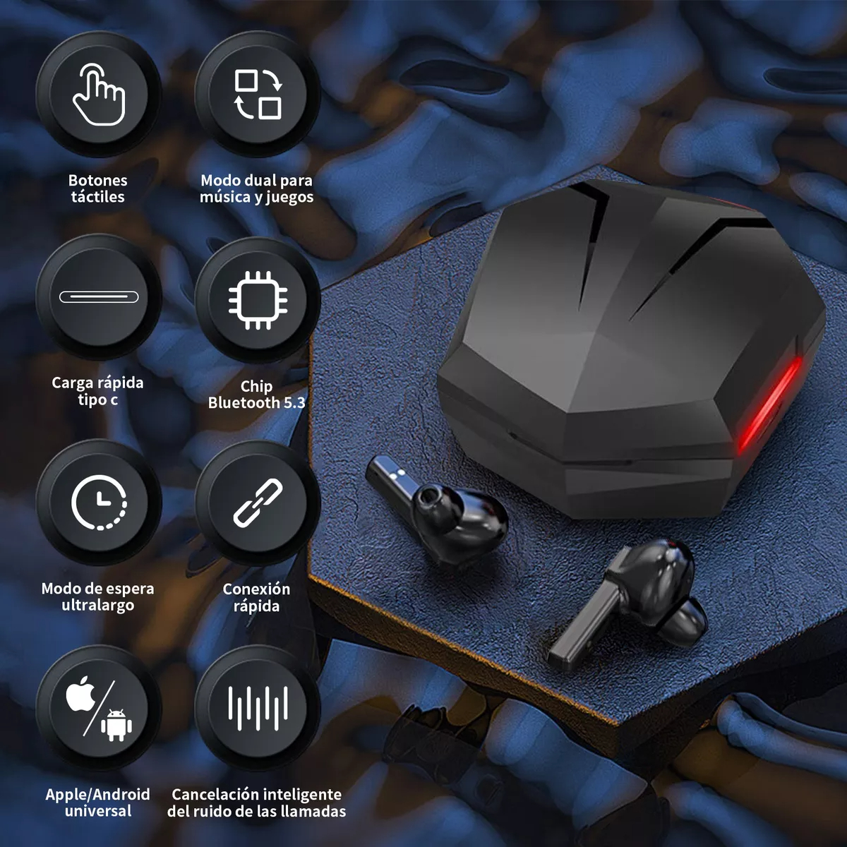 Audífonos Inalámbricos Bluetooth Deportivos 5.3 Gamer Negro