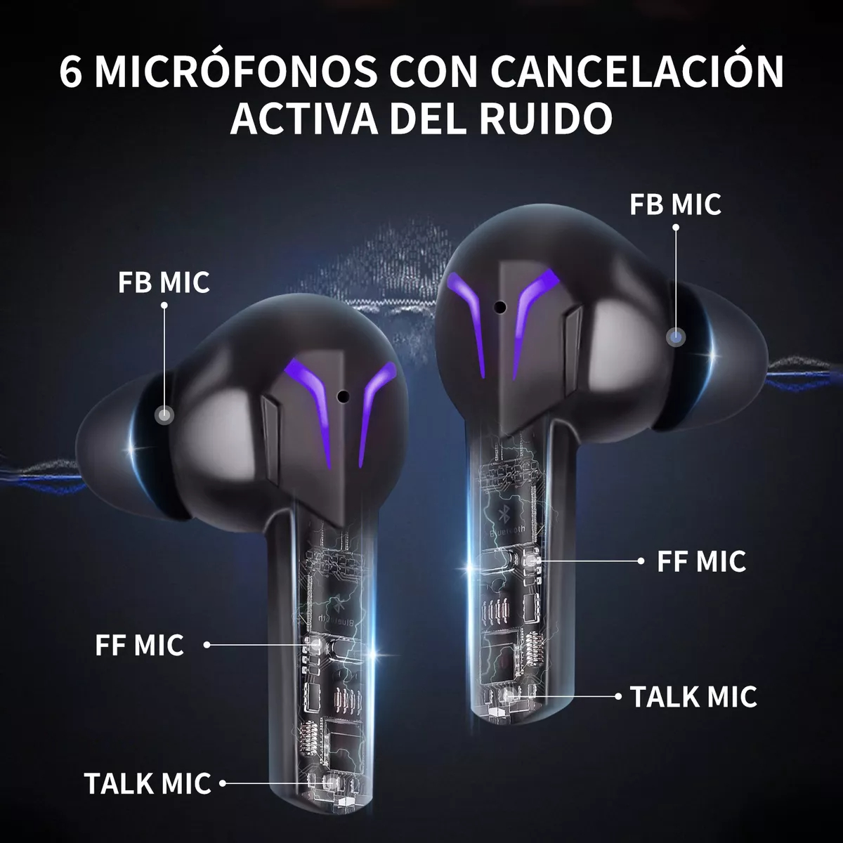 Audífonos Inalámbricos Bluetooth Deportivos 5.3 Gamer Negro