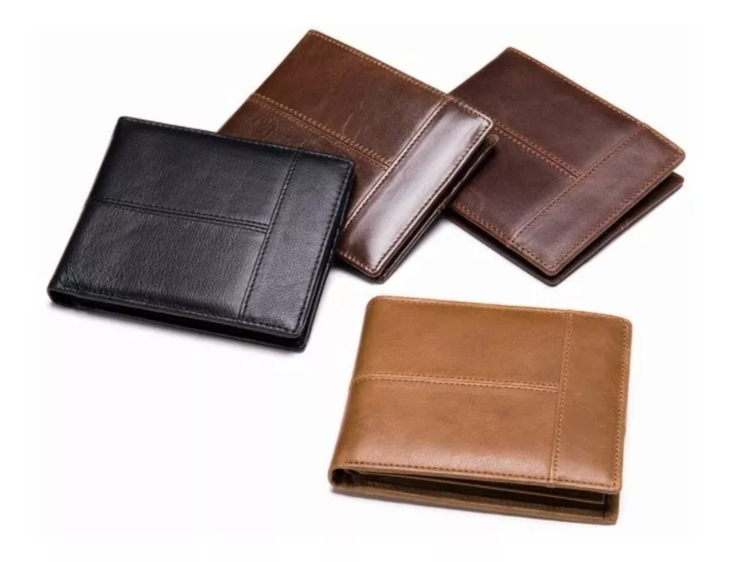 Cartera Hombre Piel Genuina Cartera Antirrobo Rfid