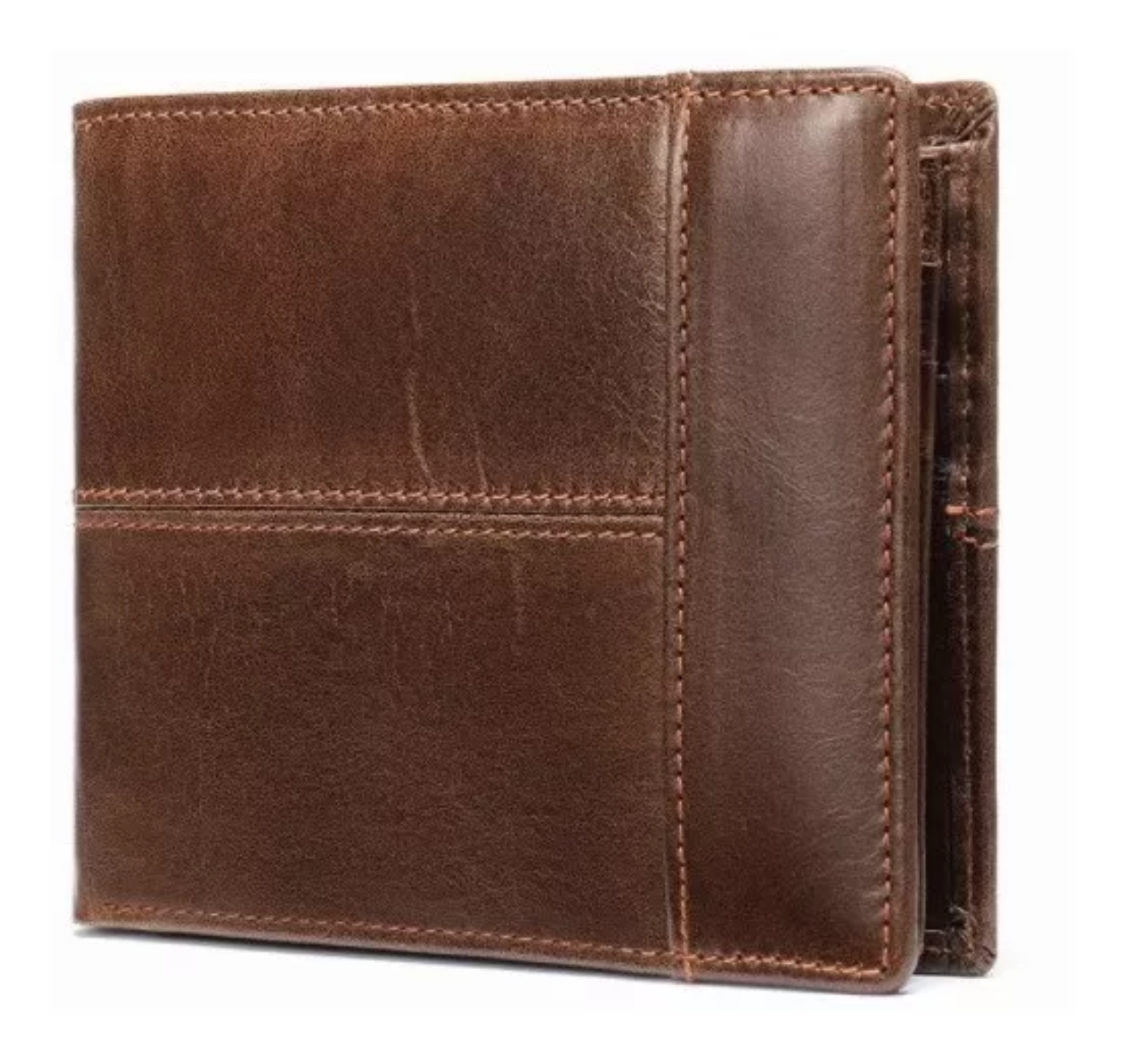 Cartera Hombre Piel Genuina Cartera Antirrobo Rfid